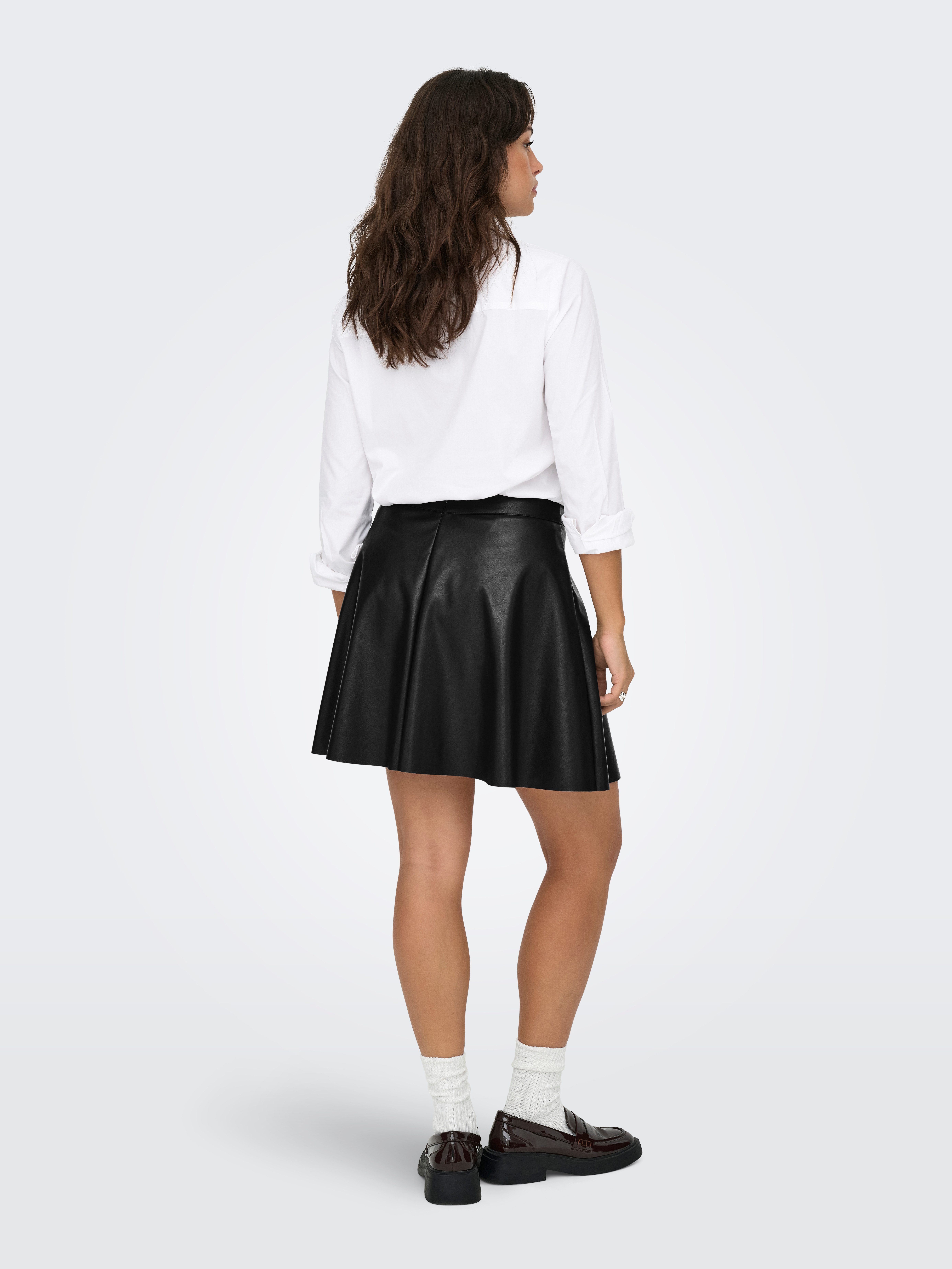 Only Imitatieleren rok ONLUNA FAUX LEATHER FLARED SKIRT OTW