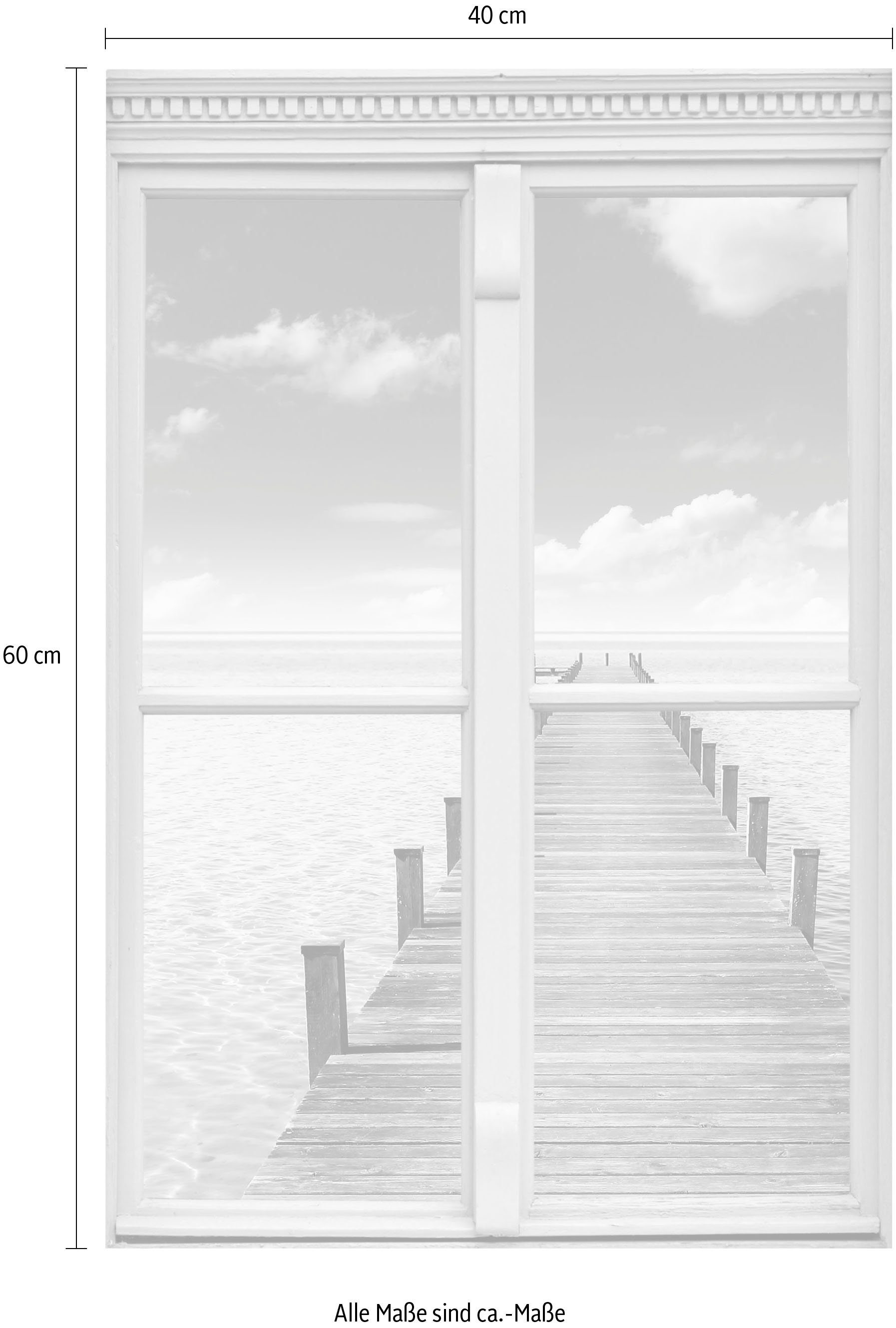 queence Wandfolie Pier in de zee Muursticker, muurdecoratie, zelfklevend, 3D, raam