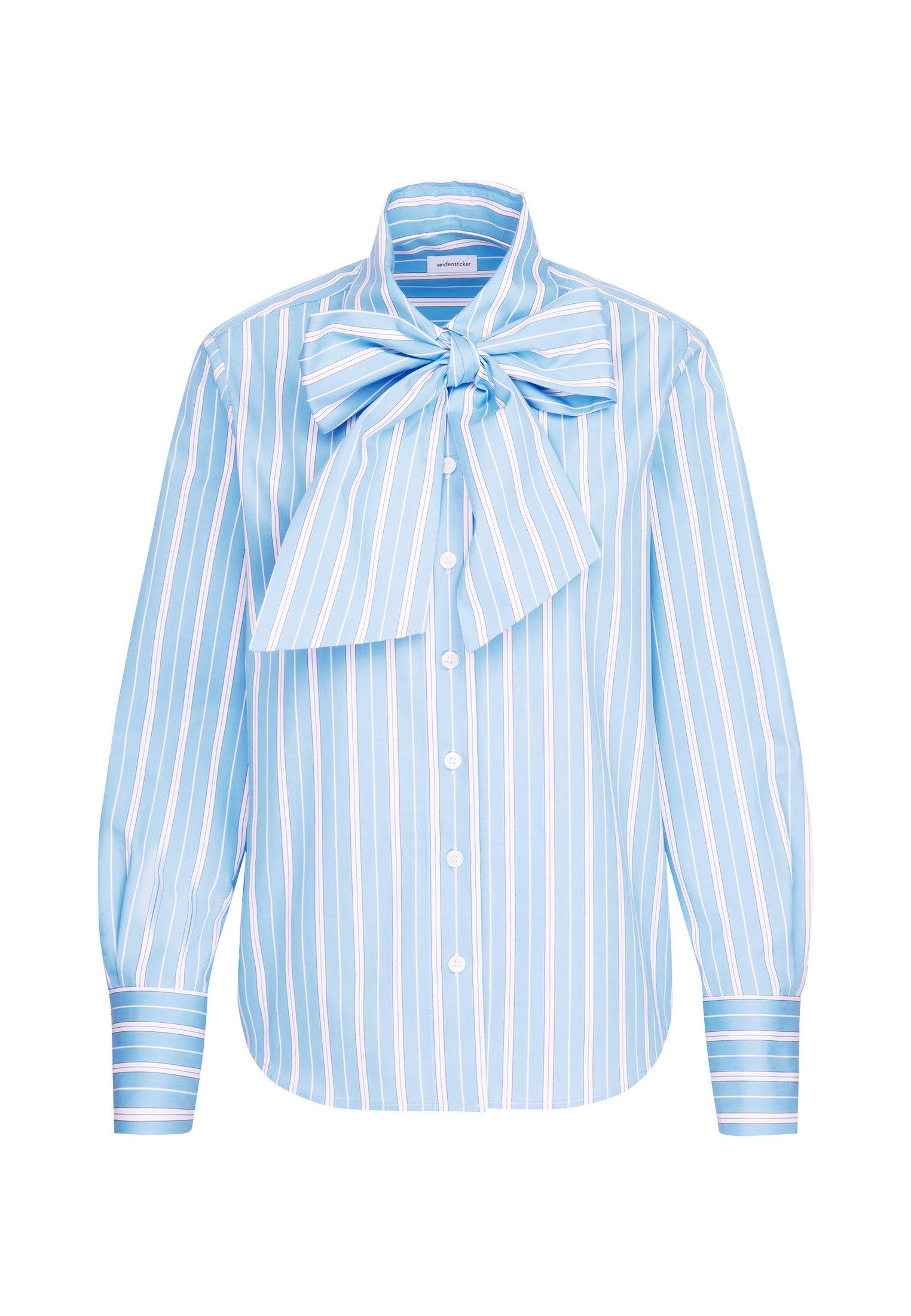 seidensticker Blouse met kraagstrik Zwarte roos Lange mouwen kraag strepen