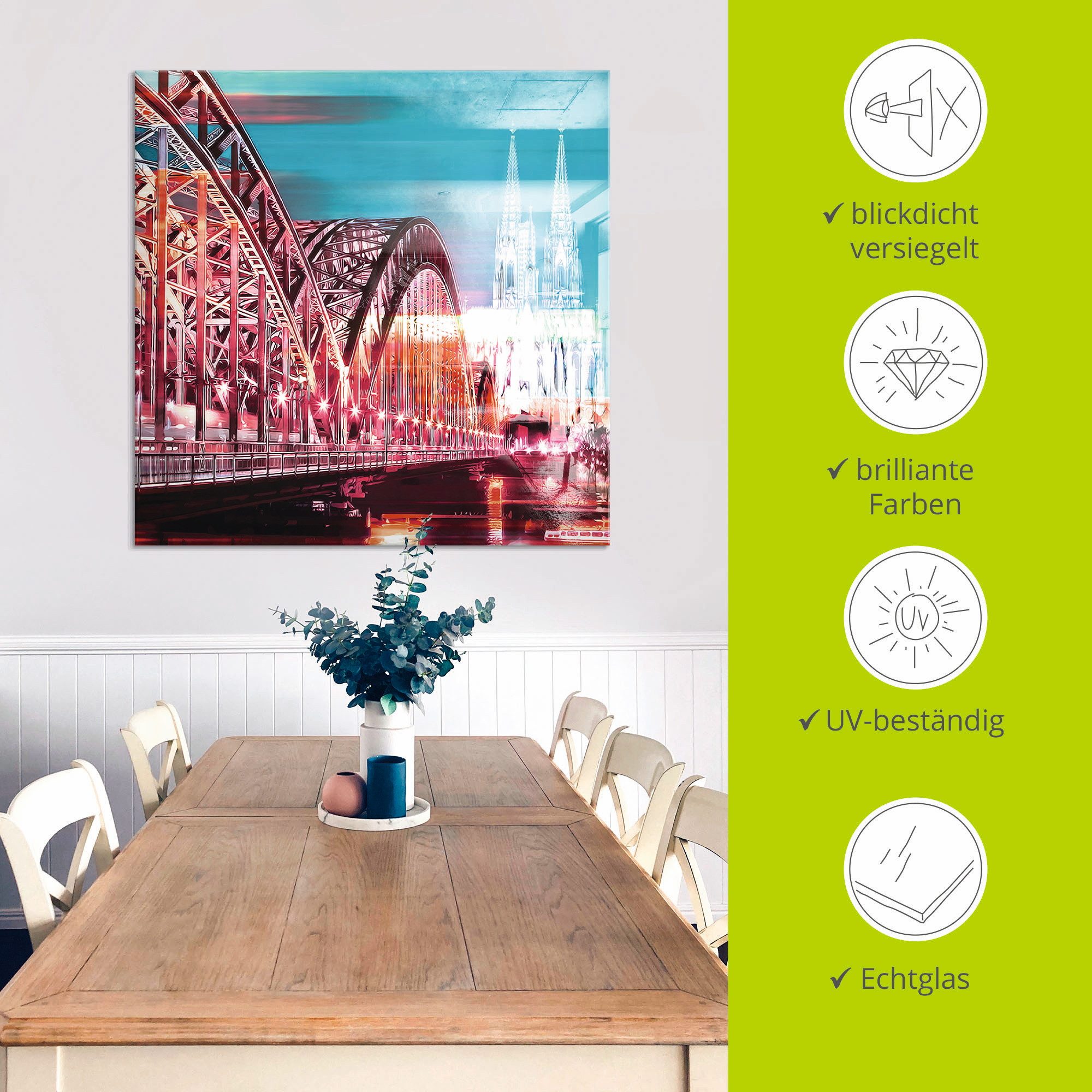 Artland Print op glas Keulen Skyline abstracte collage 13