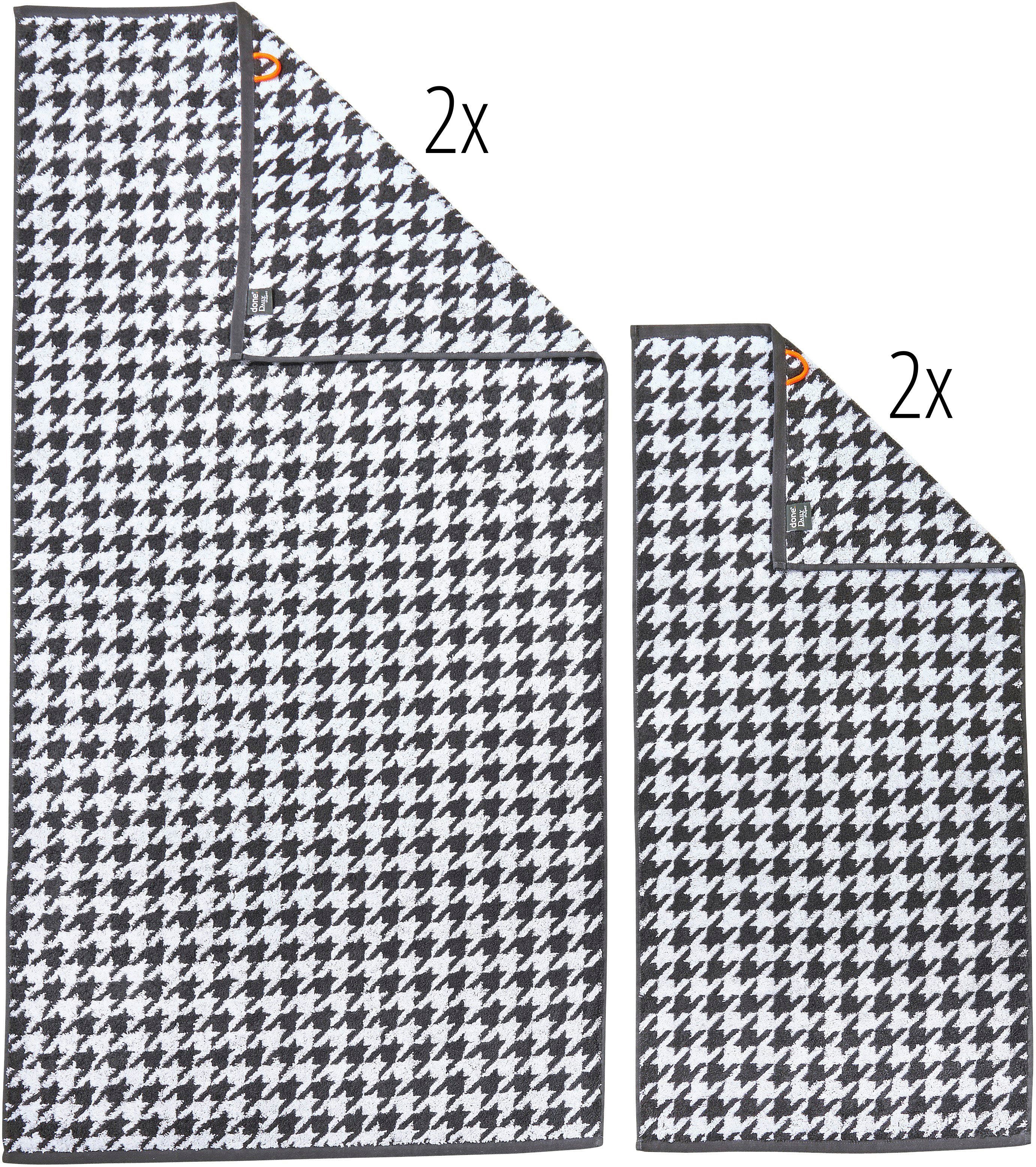 done.® Handdoekenset DAILY SHAPES BIRD 2x handdoeken & 2x douchehanddoeken, jacquardweefsel, modern patroon (set, 4 stuks)