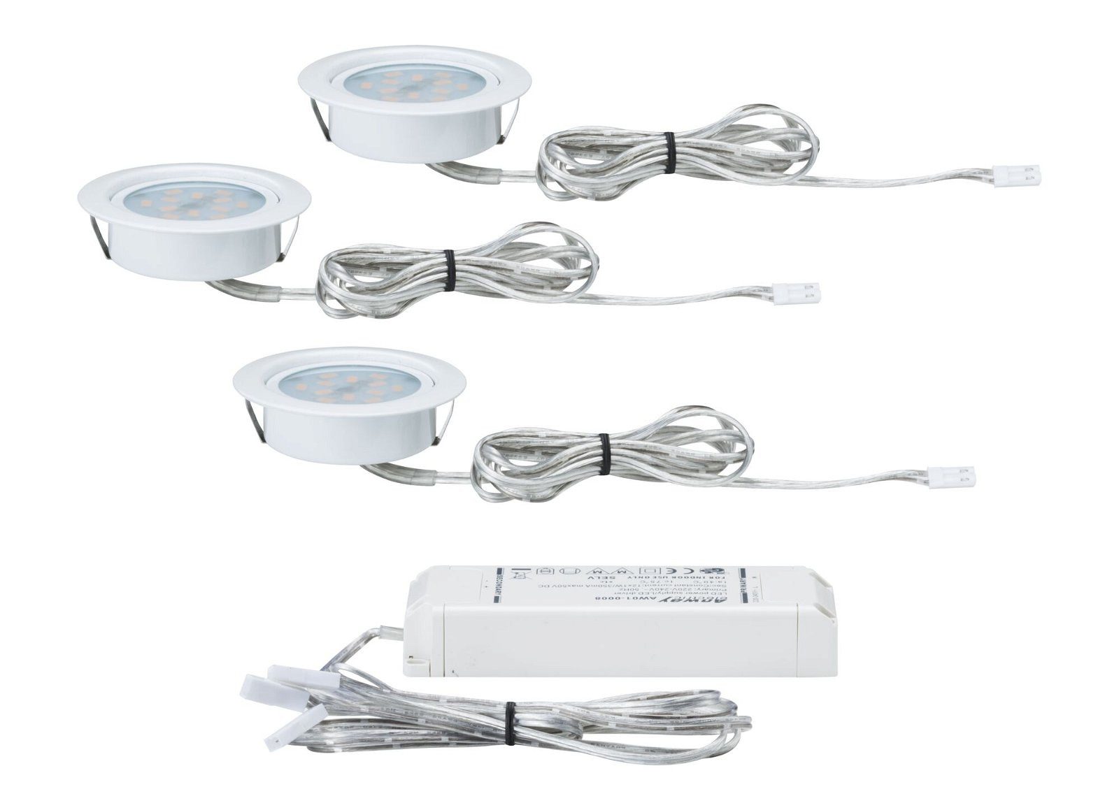 Paulmann Verlichting voor onderkast 3x4,5W 12VA 230V/350mA 65mm wit/metaal wit, 3-delige set (3 stuks)