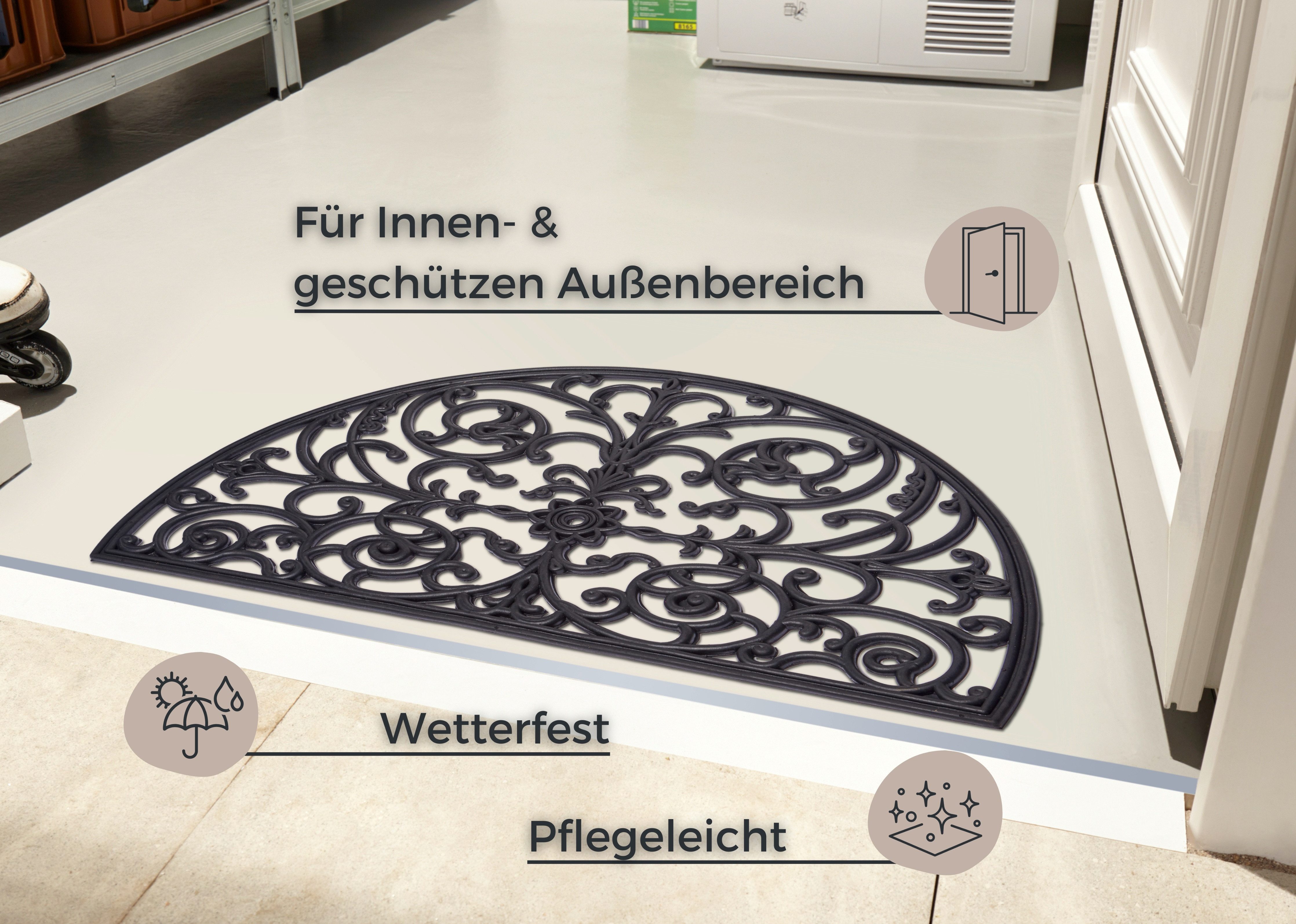 HANSE Home Mat Ornamenten, deurmat Rubber, vuilafstotende mat, buiten, antislip, binnen, rubbermat