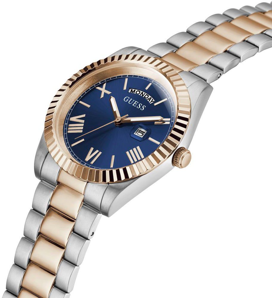 Guess Kwartshorloge CONNOISSEUR Armbandhorloge, herenhorloge, datum, weekdag, roestvrijstalen band
