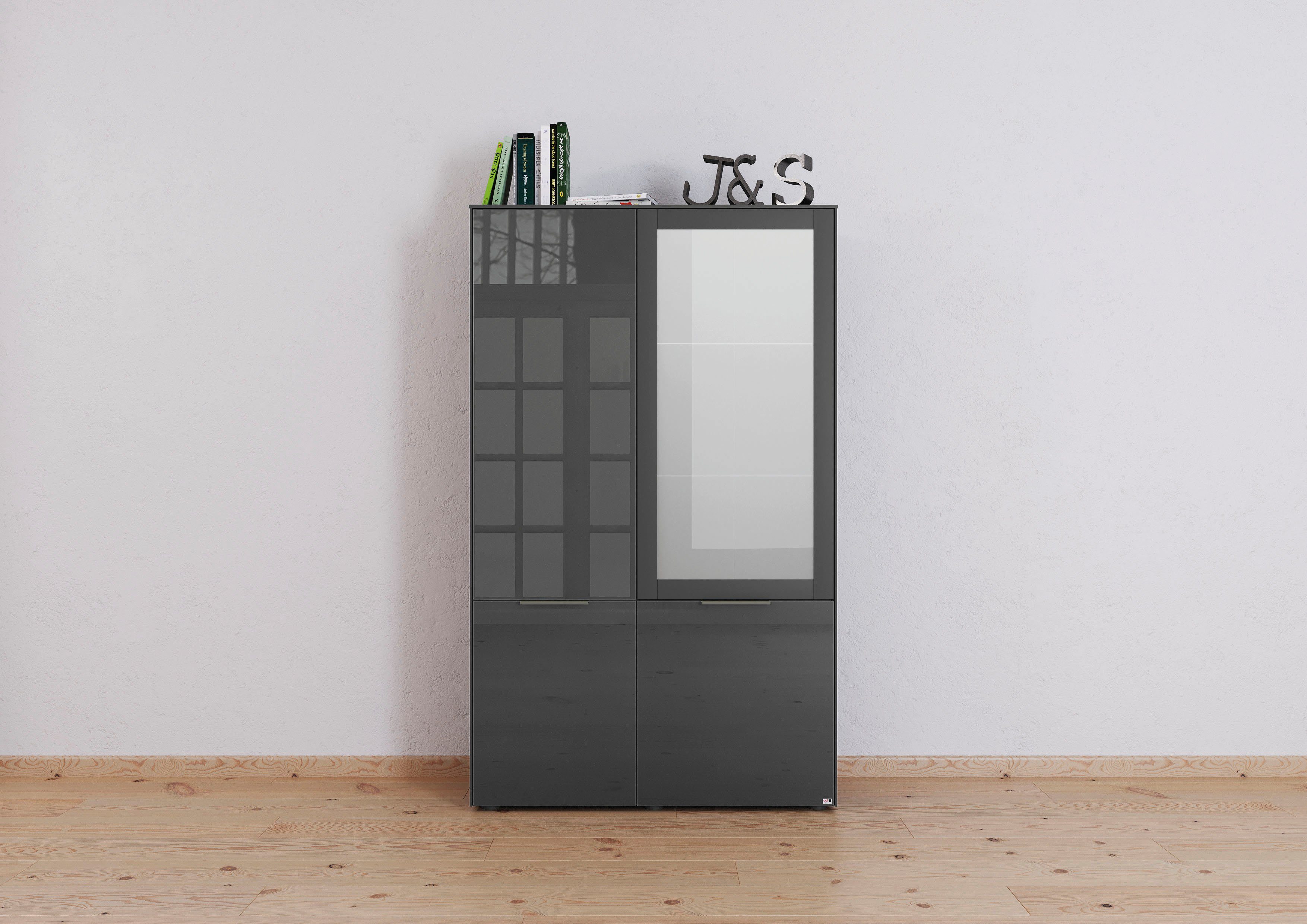 set one by Musterring Vitrinekast Chicago met soft close functie vitrinekasten grijs