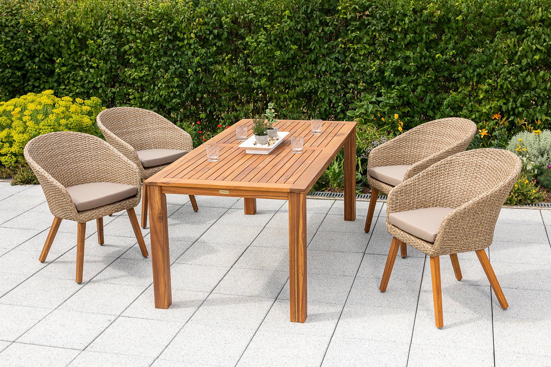 MERXX Tuin-eethoek Arrone 4 stoelen met kussen, tafel (5-delig)