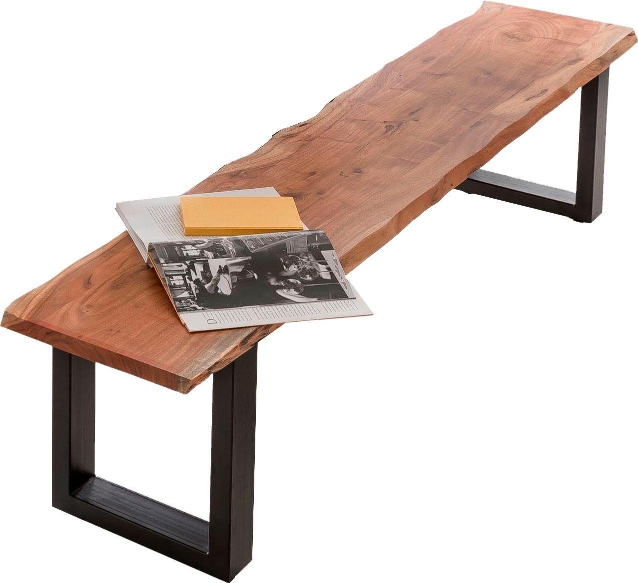 Home affaire Zitbank Manhattan in boomstam-look en frame u-model van zwart metaal