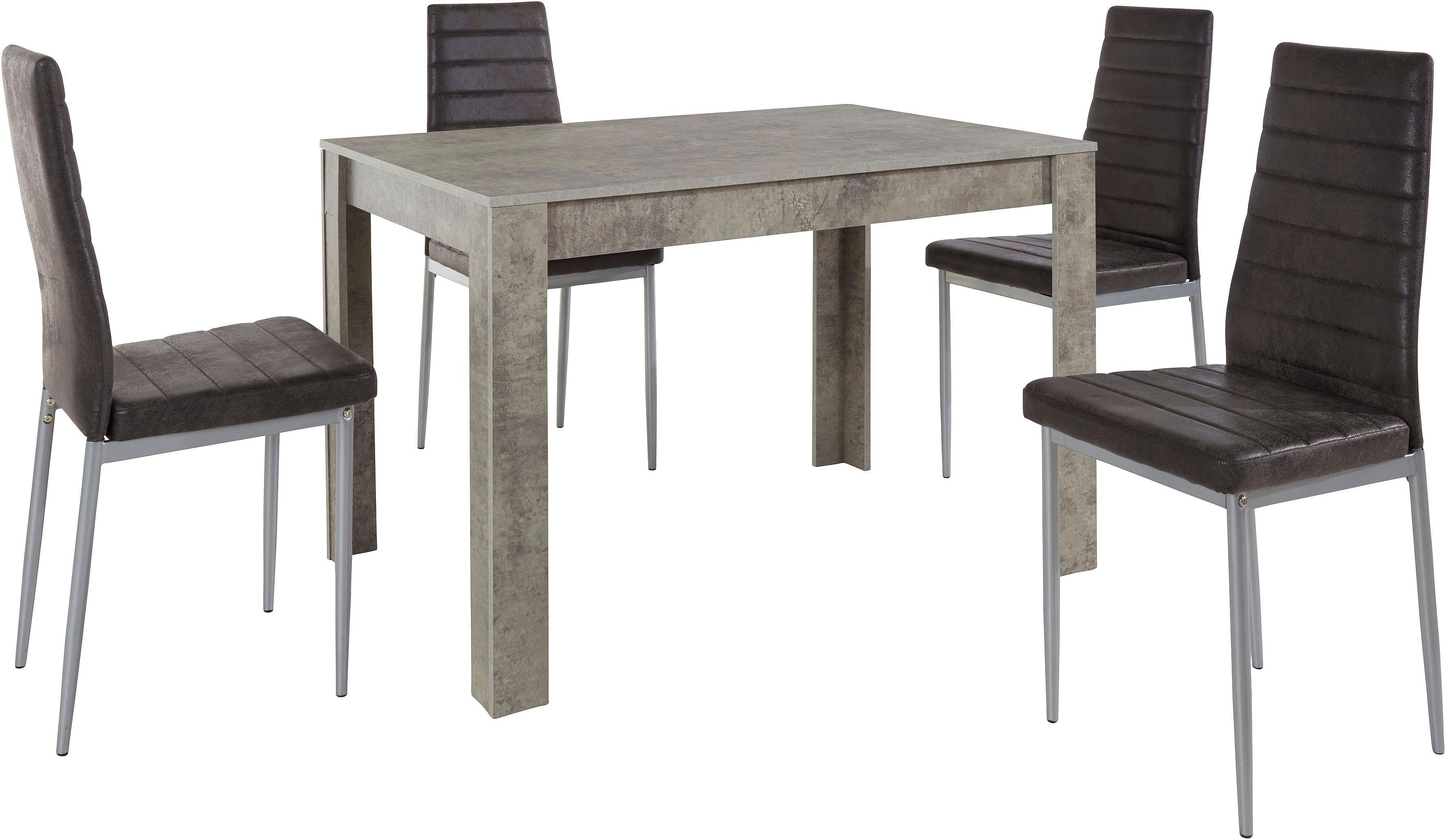 INOSIGN Eethoek Met tafel en 4 stoelen Tafelbreedte 120 cm eetkamer set, tafelgroep (set, 5-delig)