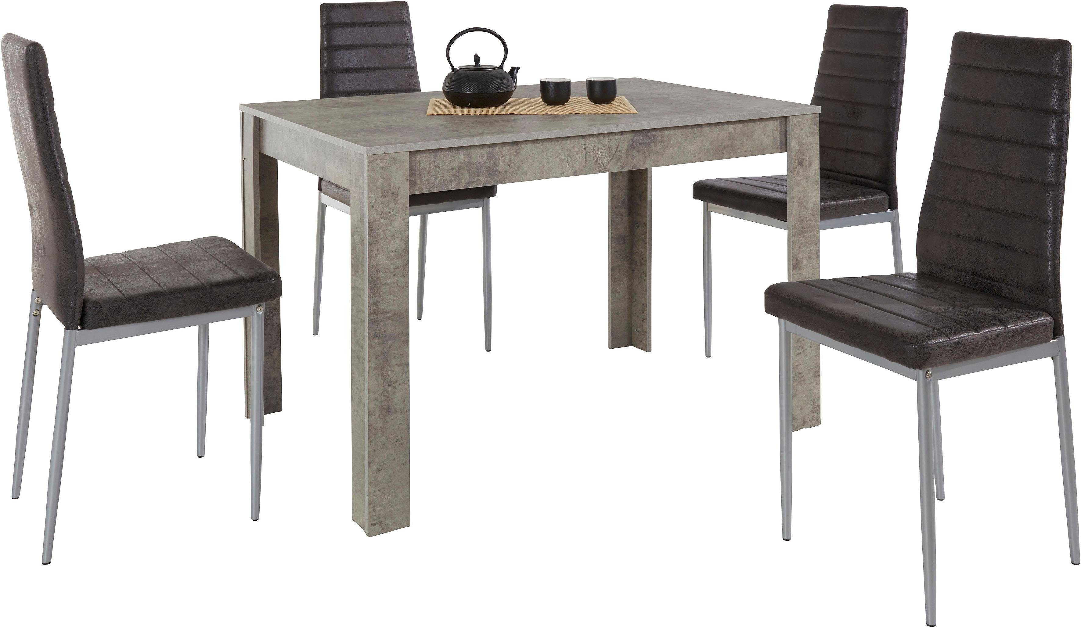 INOSIGN Eethoek Met tafel en 4 stoelen Tafelbreedte 120 cm eetkamer set, tafelgroep (set, 5-delig)