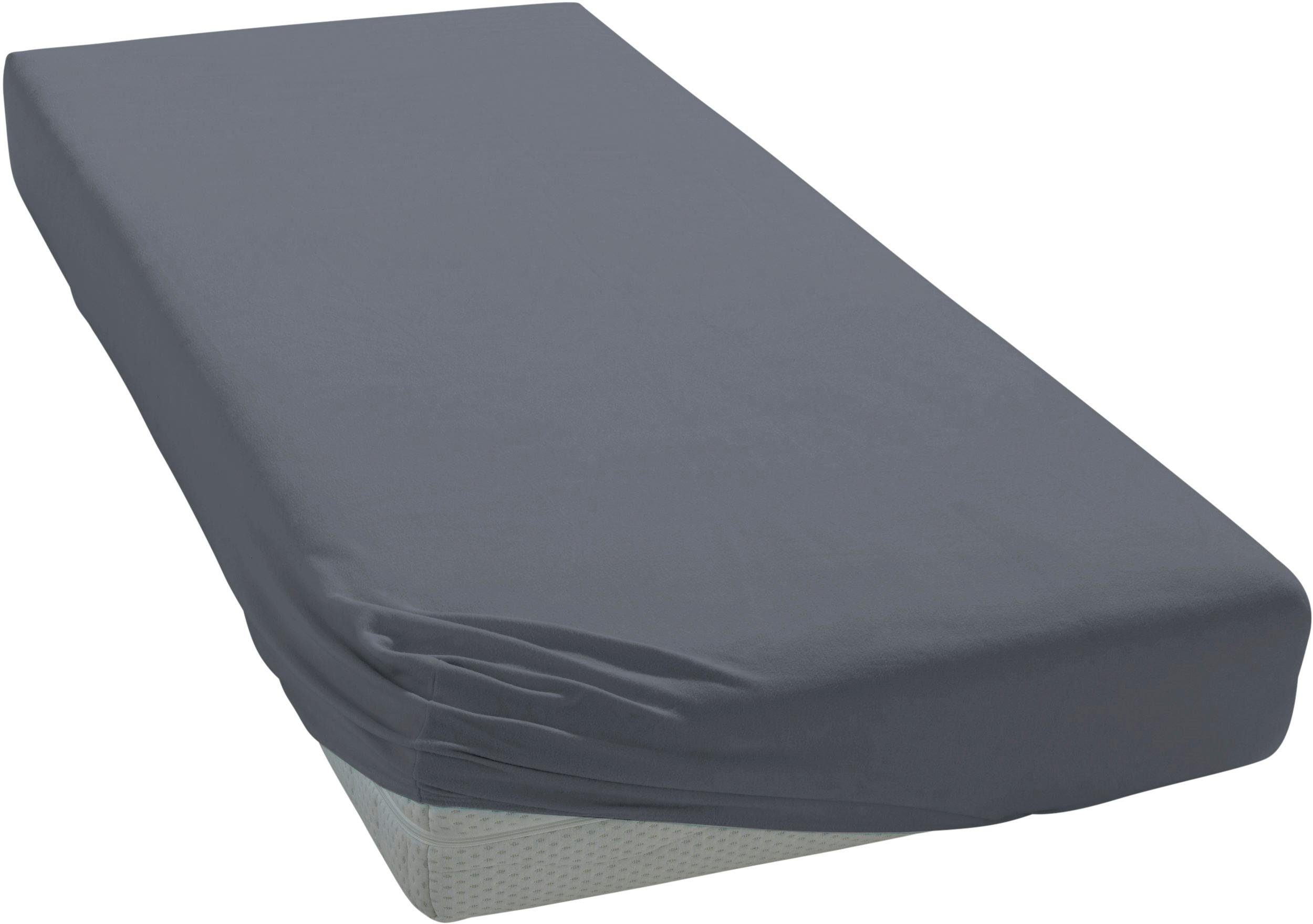 Janine Hoeslaken MAKO-FEINJERSEY 5007 gemaakt van 100% katoen, voor matrassen tot 26 cm hoog (1 stuk) hoeslakens maat 180-200 cm x 200 cm grijs