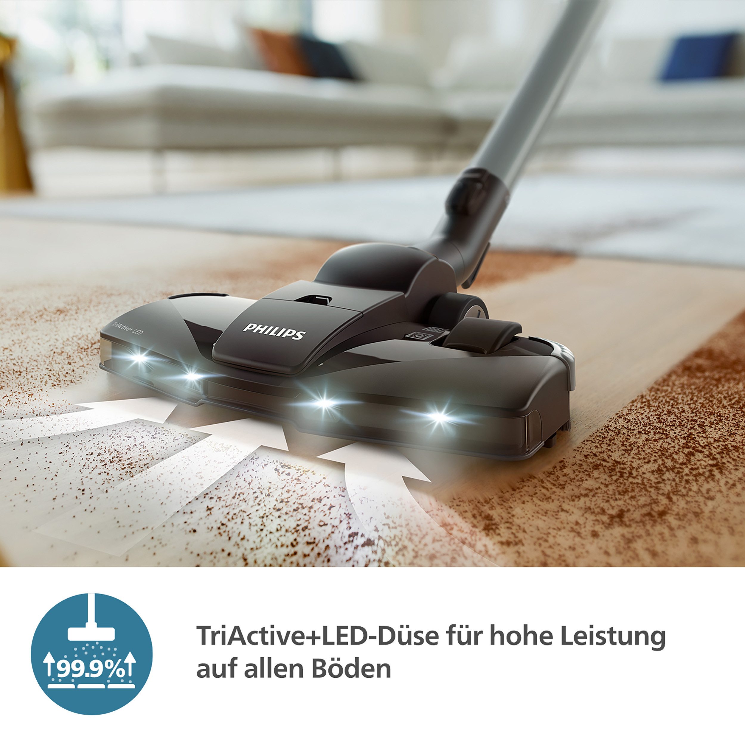 Philips Stofzuiger XD8122/10 8000 Serie, onze krachtigste allrounder, 900W, 4l HEPA-filter, TriActive+ LED-mondstuk, meubelaccessoires incl, diepzwart mat