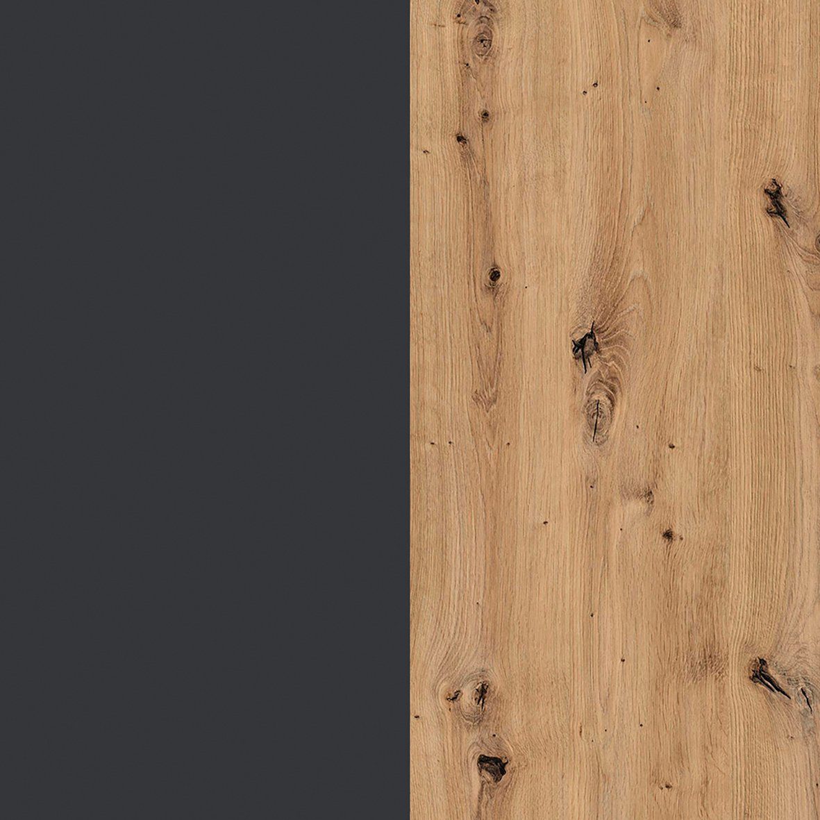 rauch Draaideurkast Dark&Wood by Quadra Spin in industriële stijl met metalen stanggrepen, met spiegel