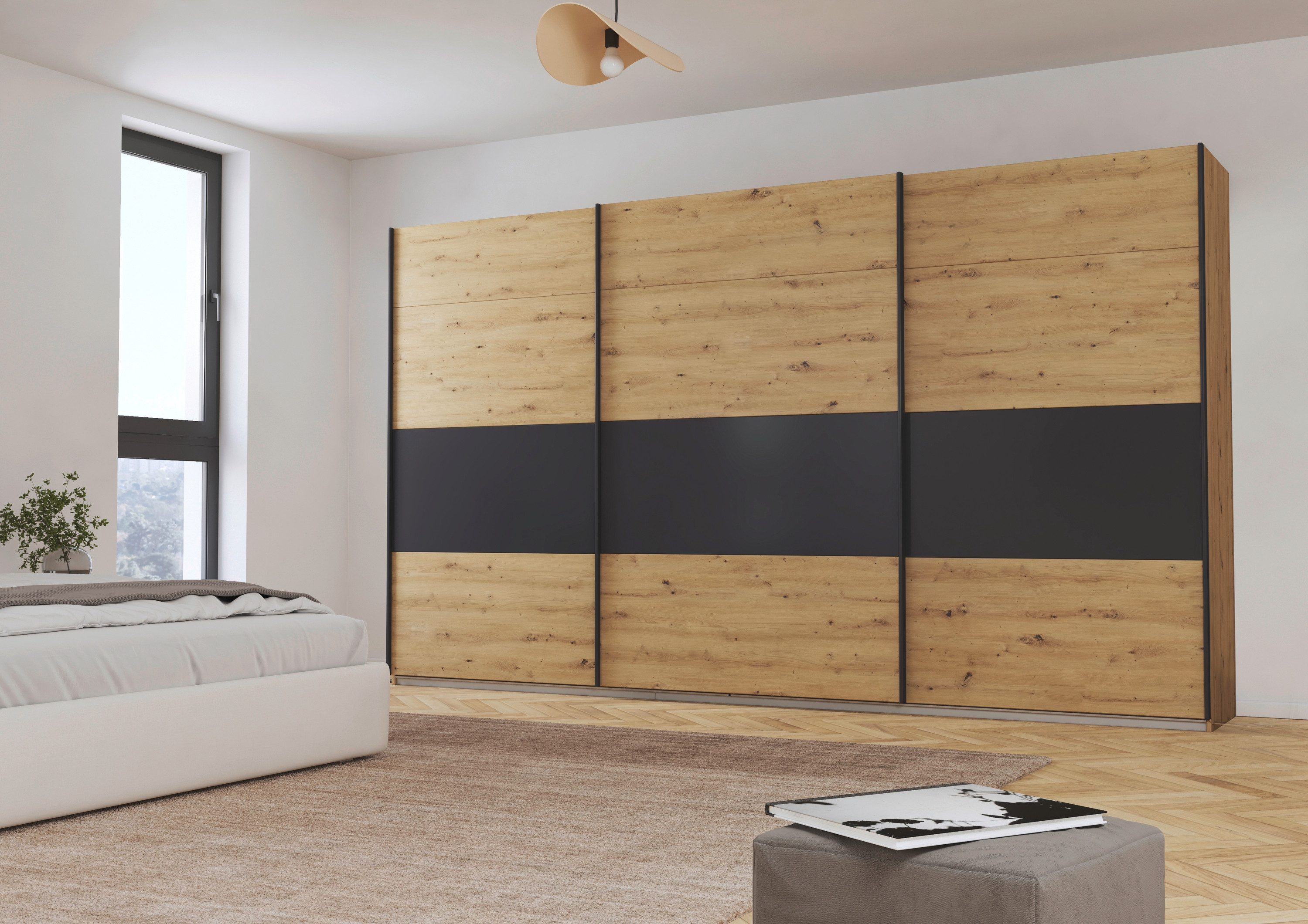 rauch Schuifdeurkast Kledingkast Kast Garderobe CORTONA inclusief indeling, 2 stoffen dozen en extra planken