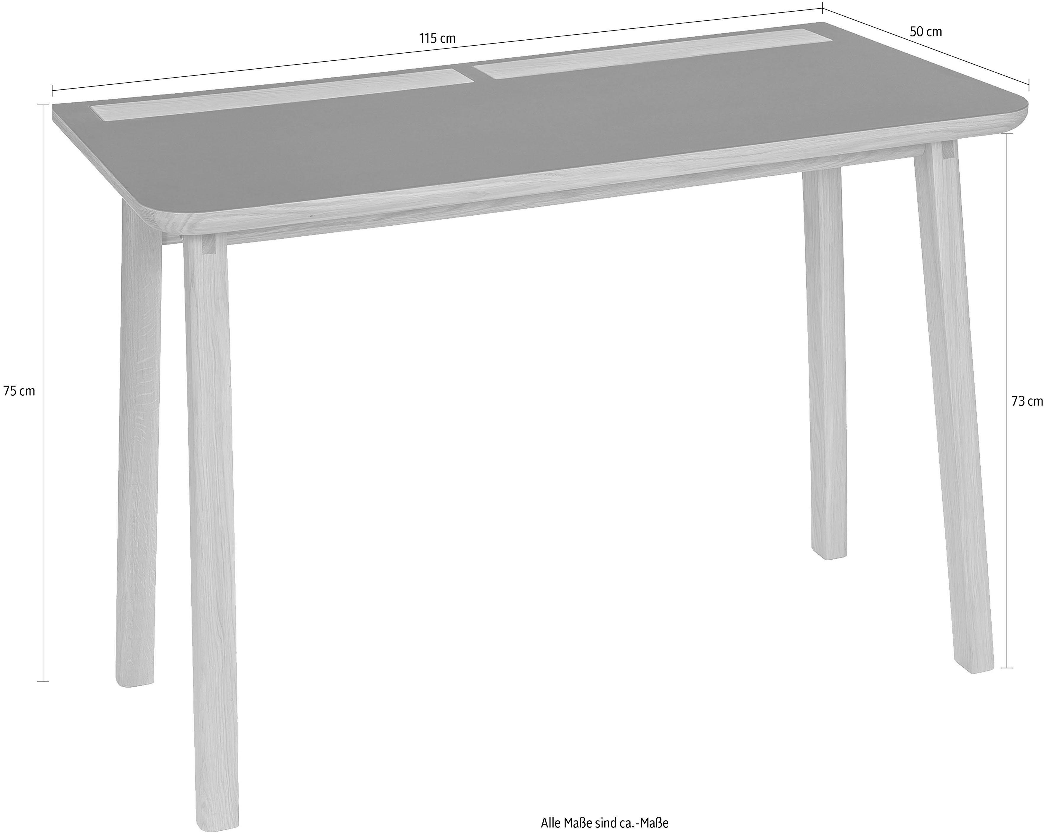 Woodman Bureau Mati met twee leren tassen opzij van de tafel voor bergruimte