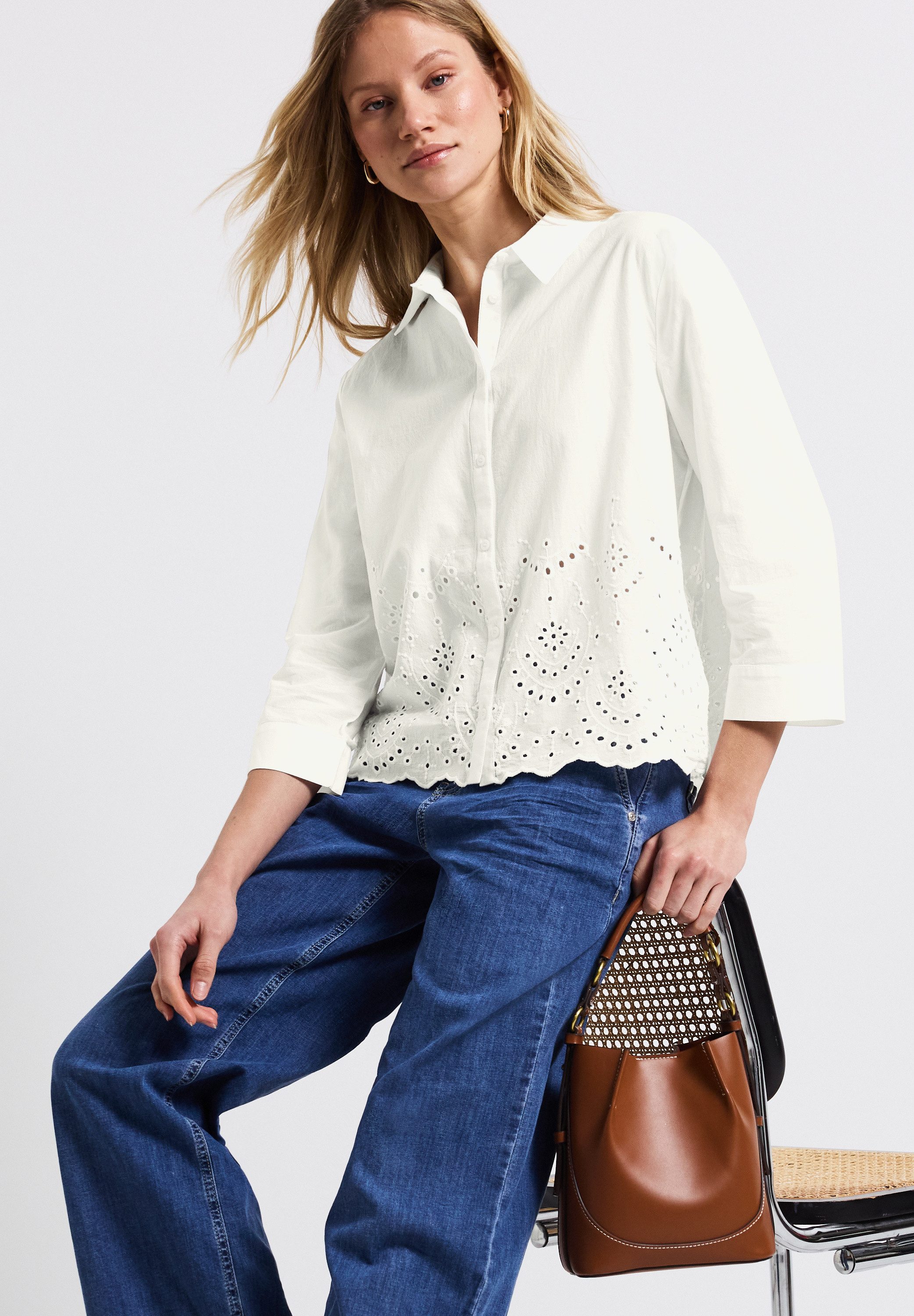 STREET ONE Overhemdblouse dames dames overhemden maat 46 wit