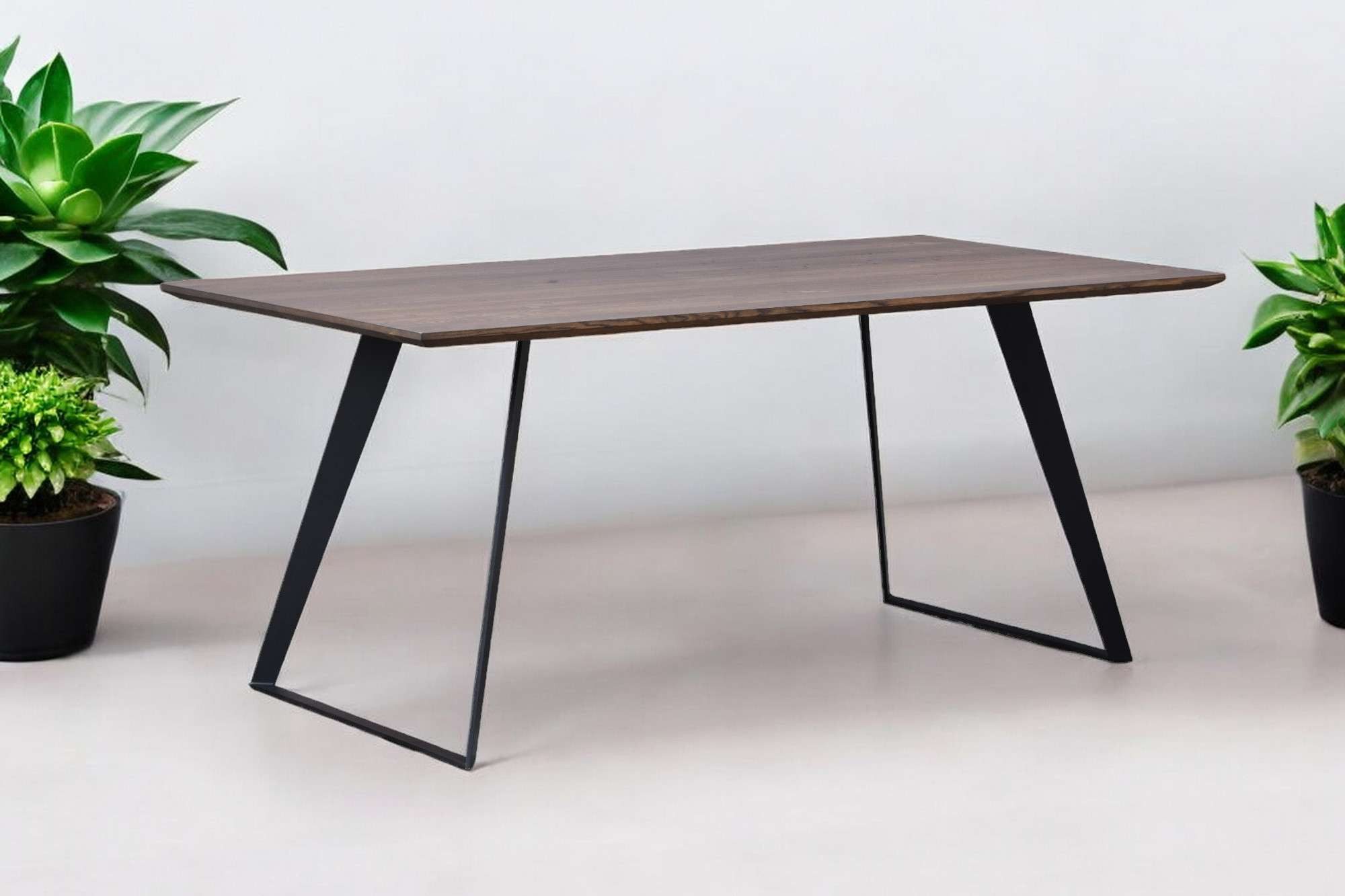 Home affaire Eettafel Talwiese keukentafel, U-vorm metalen frame, massief gewild eikenhout, geolied