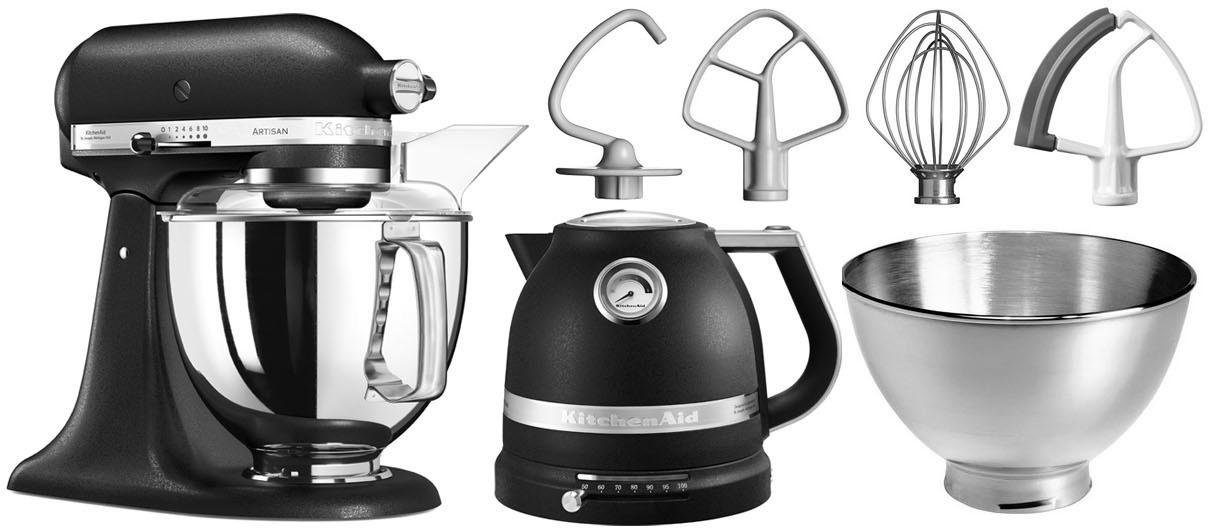 KitchenAid keukenmachine Artisan 5KSM175PSEBK met gratis waterkoker, 2e kom, flexi-garde, 300 W