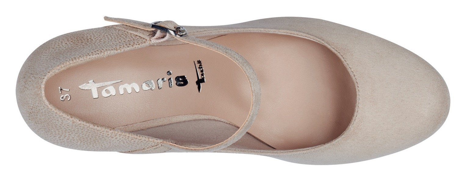 Tamaris Gesppumps met metallic applicatie op de hiel en hak