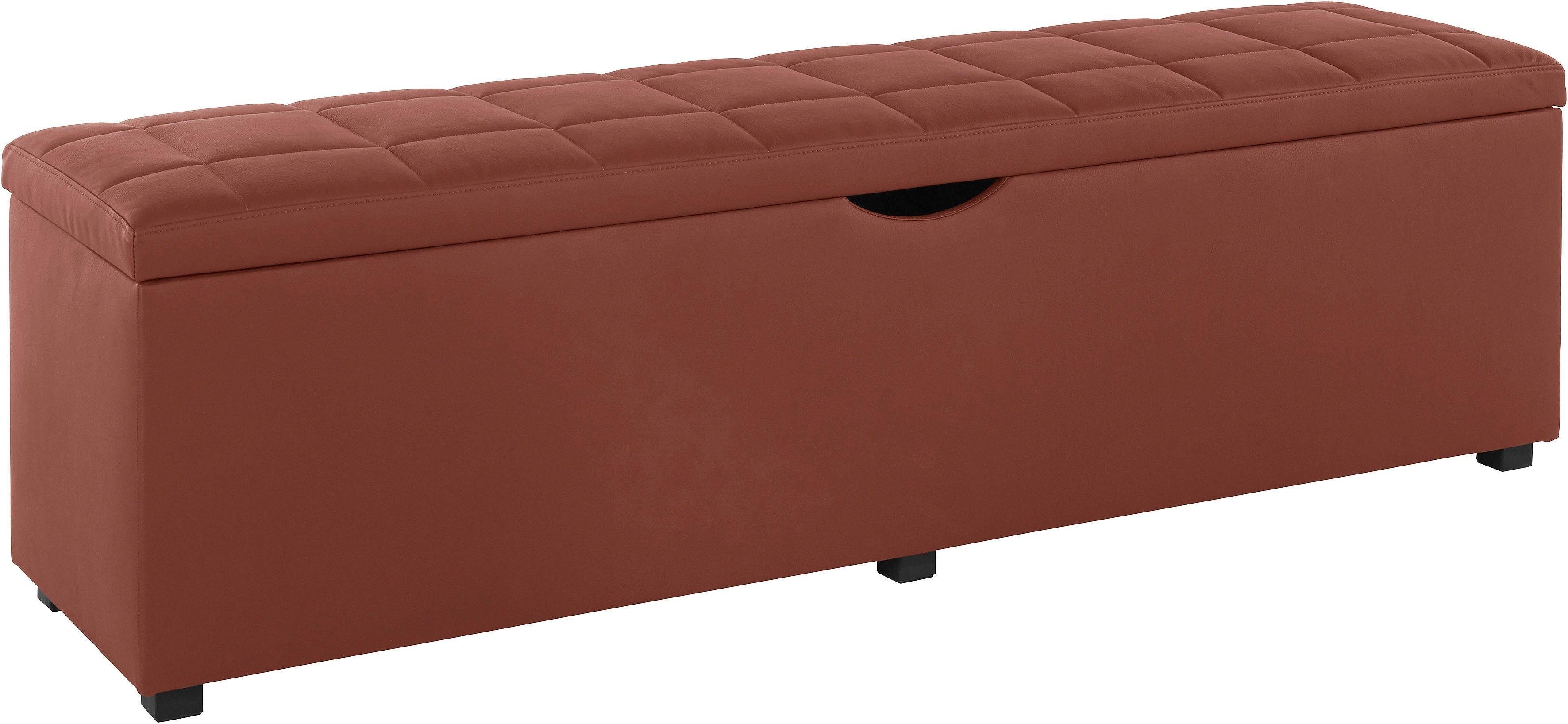 Places of Style Hockerbank Checked met bergruimte, breedte 120 cm en 160 cm, als bedbank te gebruiken hockers maat 160 cm x 42 cm x 40 cm oranje