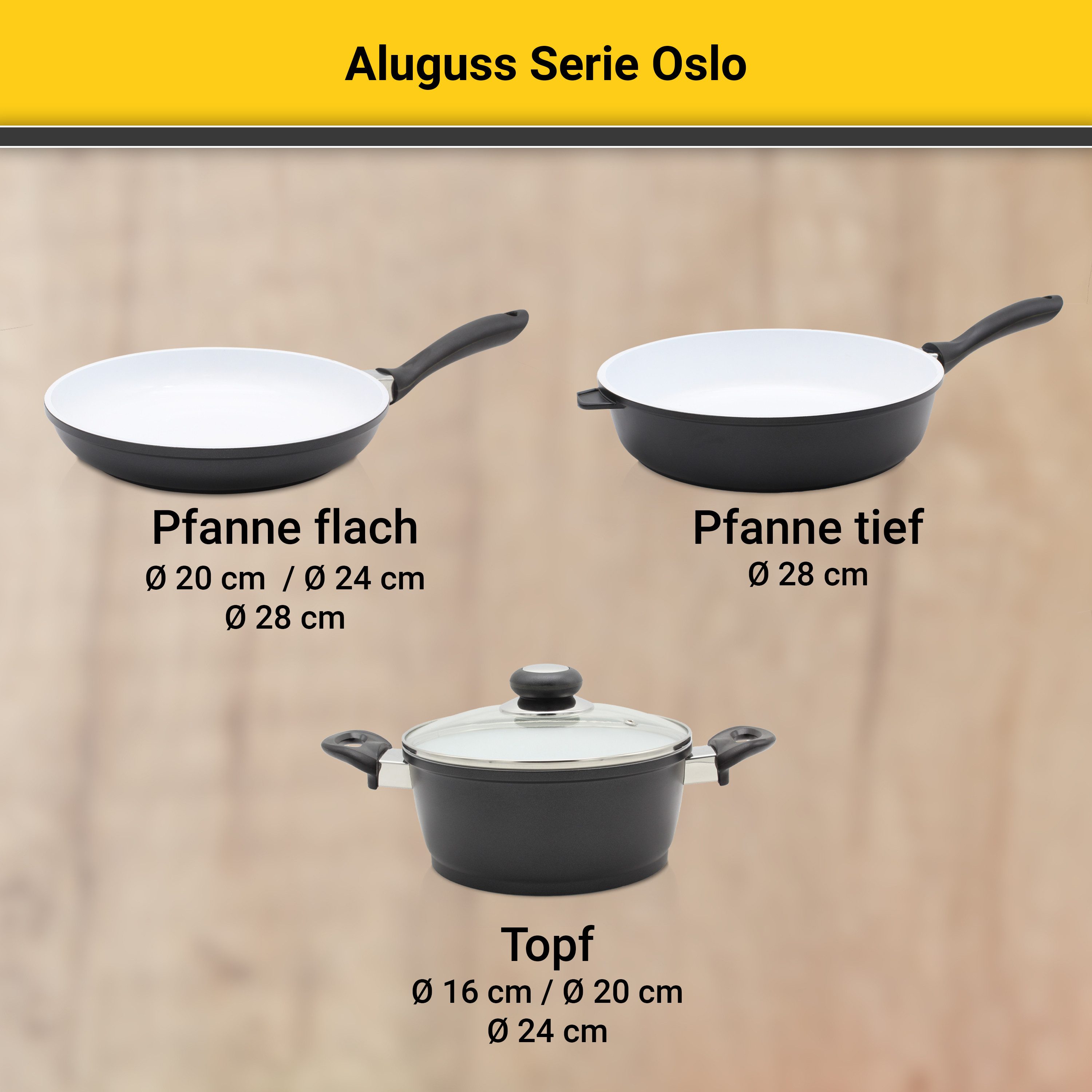 Krüger Braadpan Gietaluminium pot met glazen deksel Oslo (1-delig)