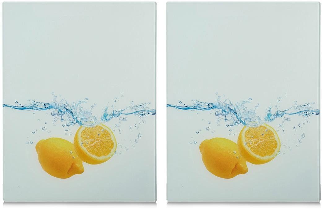 Zeller Present Snij- en afdekplaat Lemon Splash gemaakt van esg-veiligheidsglas (set)