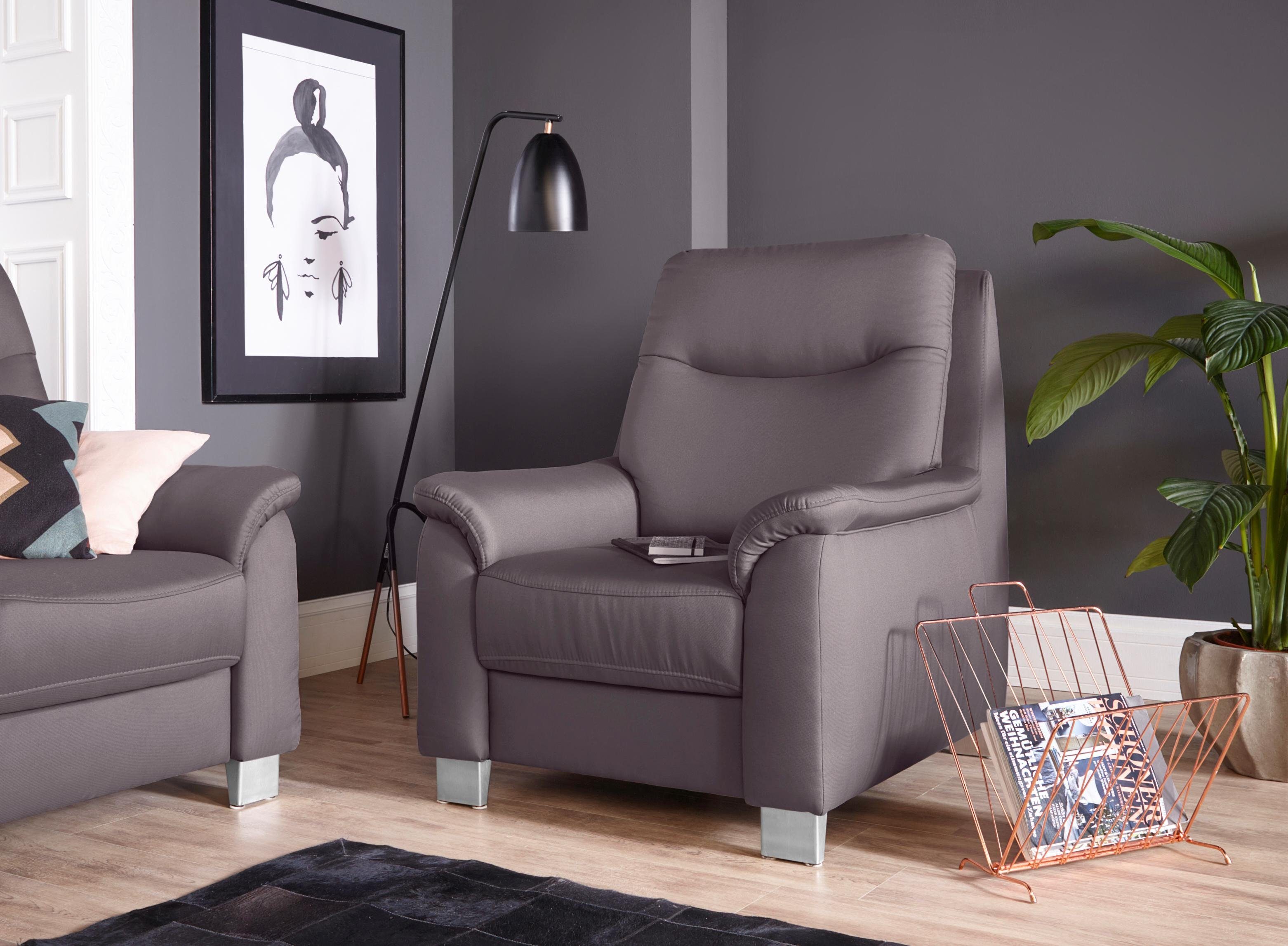 sit&more Fauteuil Boccaccio met binnenvering en verstelbare hoofdsteun fauteuils grijs