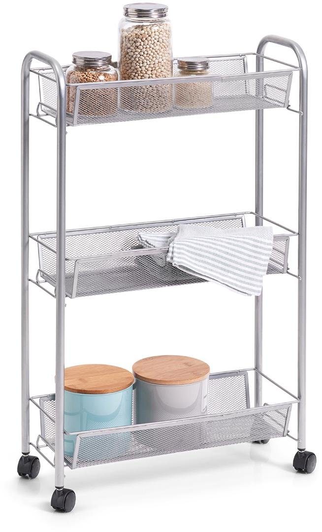 Zeller Present Trolley Mesh met drie opbergmanden, hoogte 70,5 cm