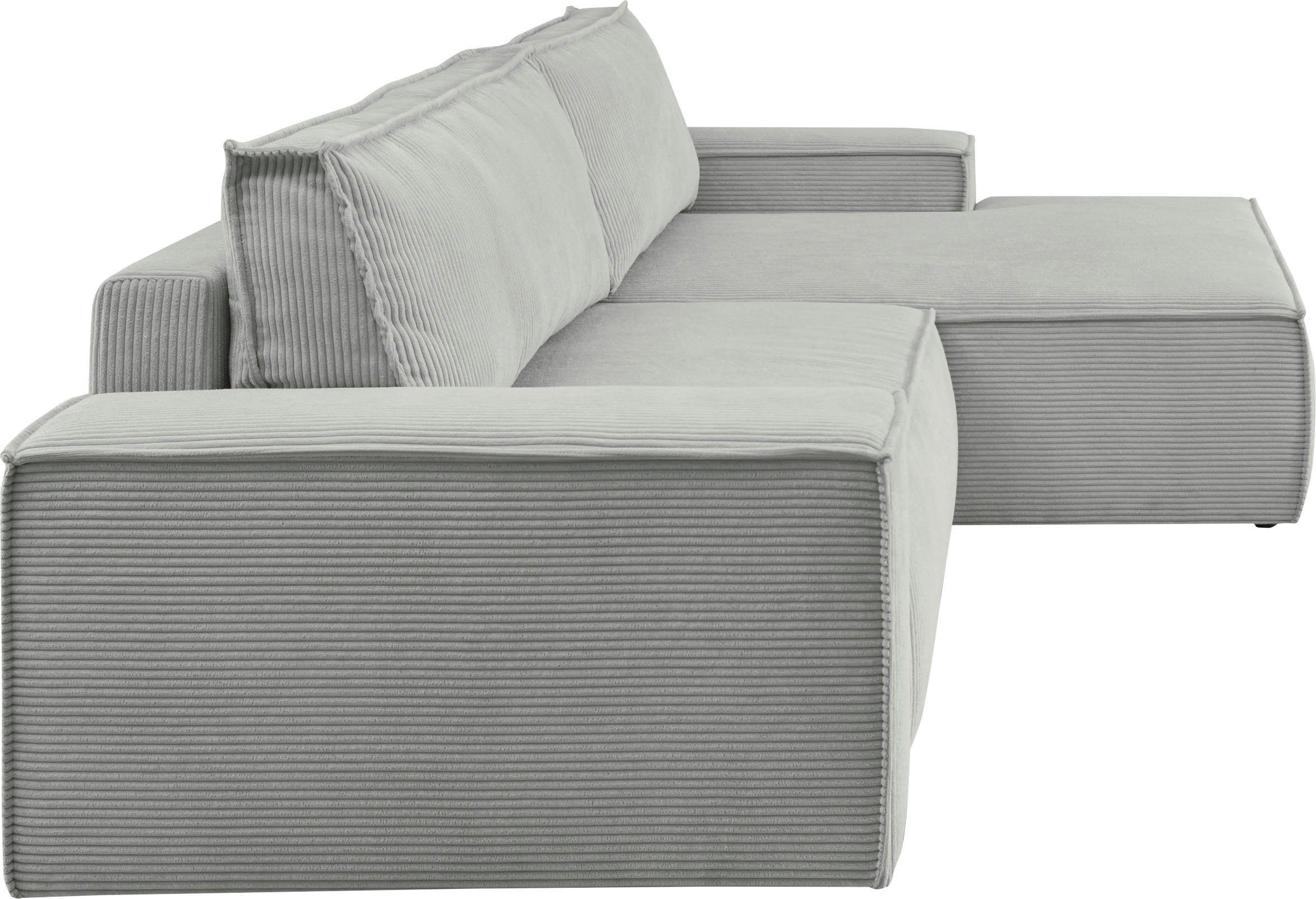 Home affaire Hoekbank SHERWOOD bedbank 267 cm, L-model, Slaapfunctie met bedlade (210x136 cm), cord, vintage, fluweel