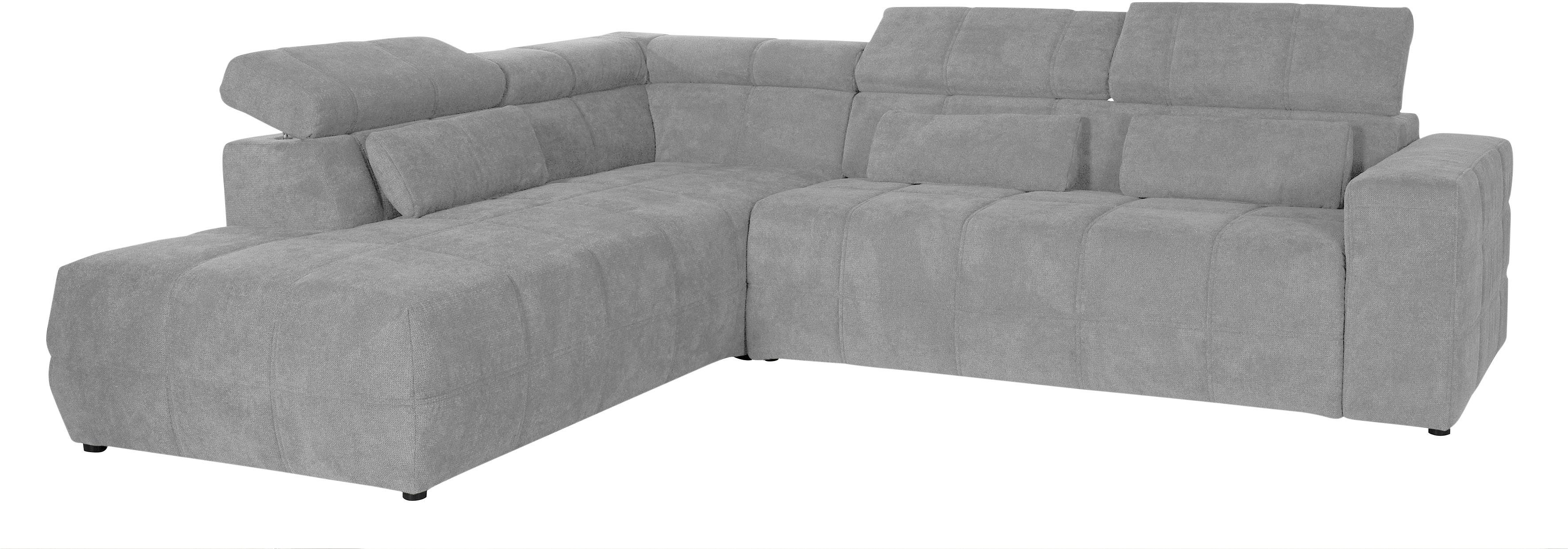 DOMO collection Hoekbank Brandon L-vorm, ook in leer met verstelbare hoofdsteun, naar keuze met verstelbare zitdiepte
