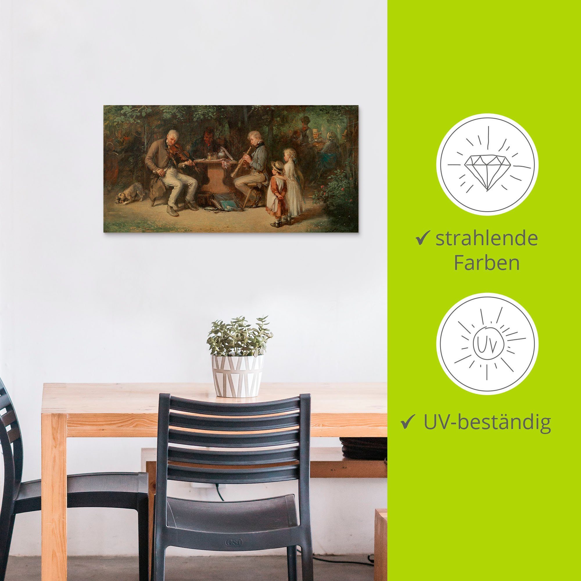 Artland Artprint Muzikanten in de tavernetuin als artprint van aluminium, artprint op linnen, muursticker of poster in verschillende maten