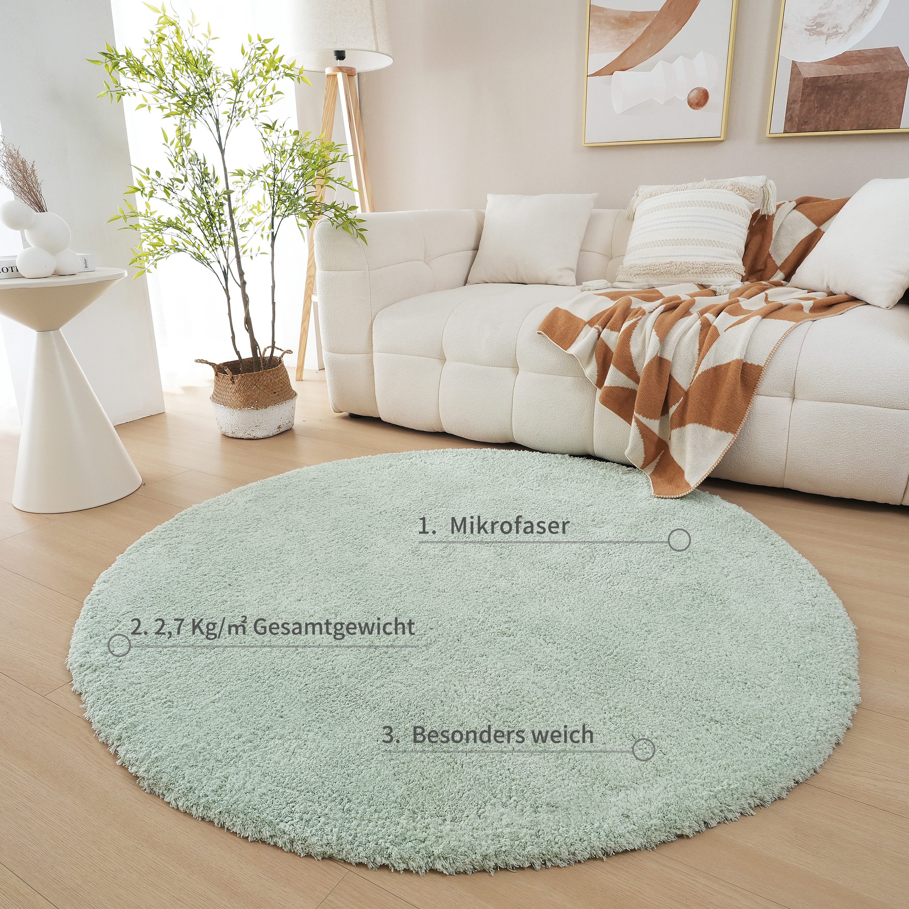 my home Hoogpolig vloerkleed Microvezeltapijt Magong, bijzonder zacht, zeer fijne pool unikleur, zachte vloerkleden, woonkamer, slaapkamer, kinderkamer