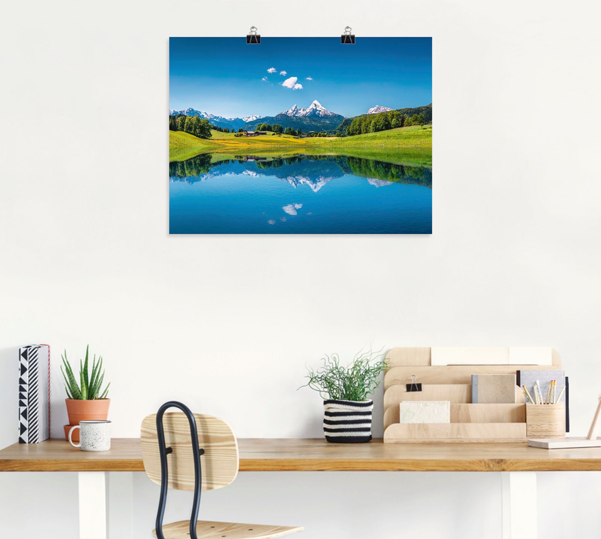 Artland Artprint Landschap in de Alpen als artprint van aluminium, artprint voor buiten, artprint op linnen, poster in verschillende maten. maten