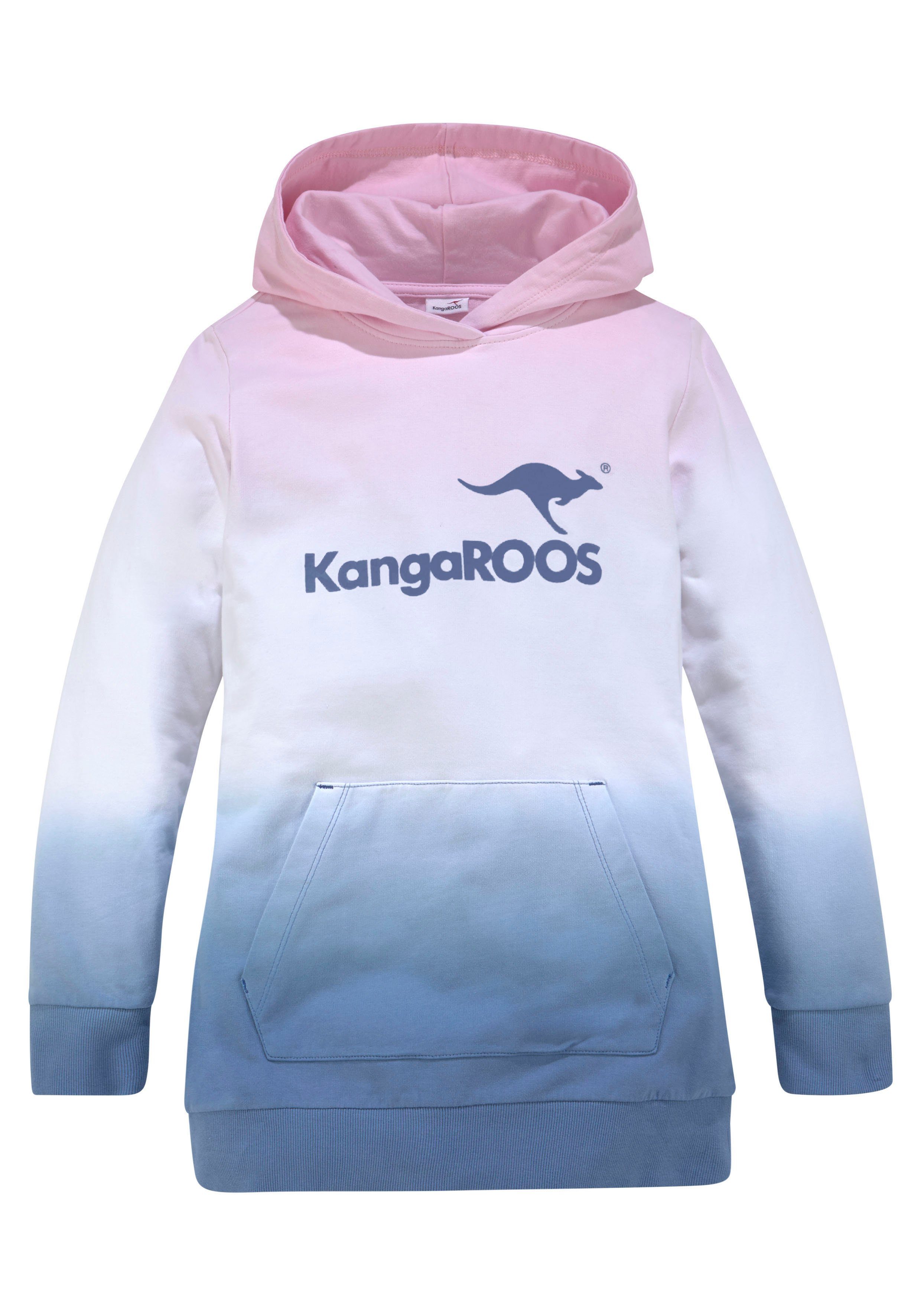 KangaROOS Hoodie , Lange sweatshirt met kleurverloop Lange mouwen met boorden, getailleerde snit, met logoprint