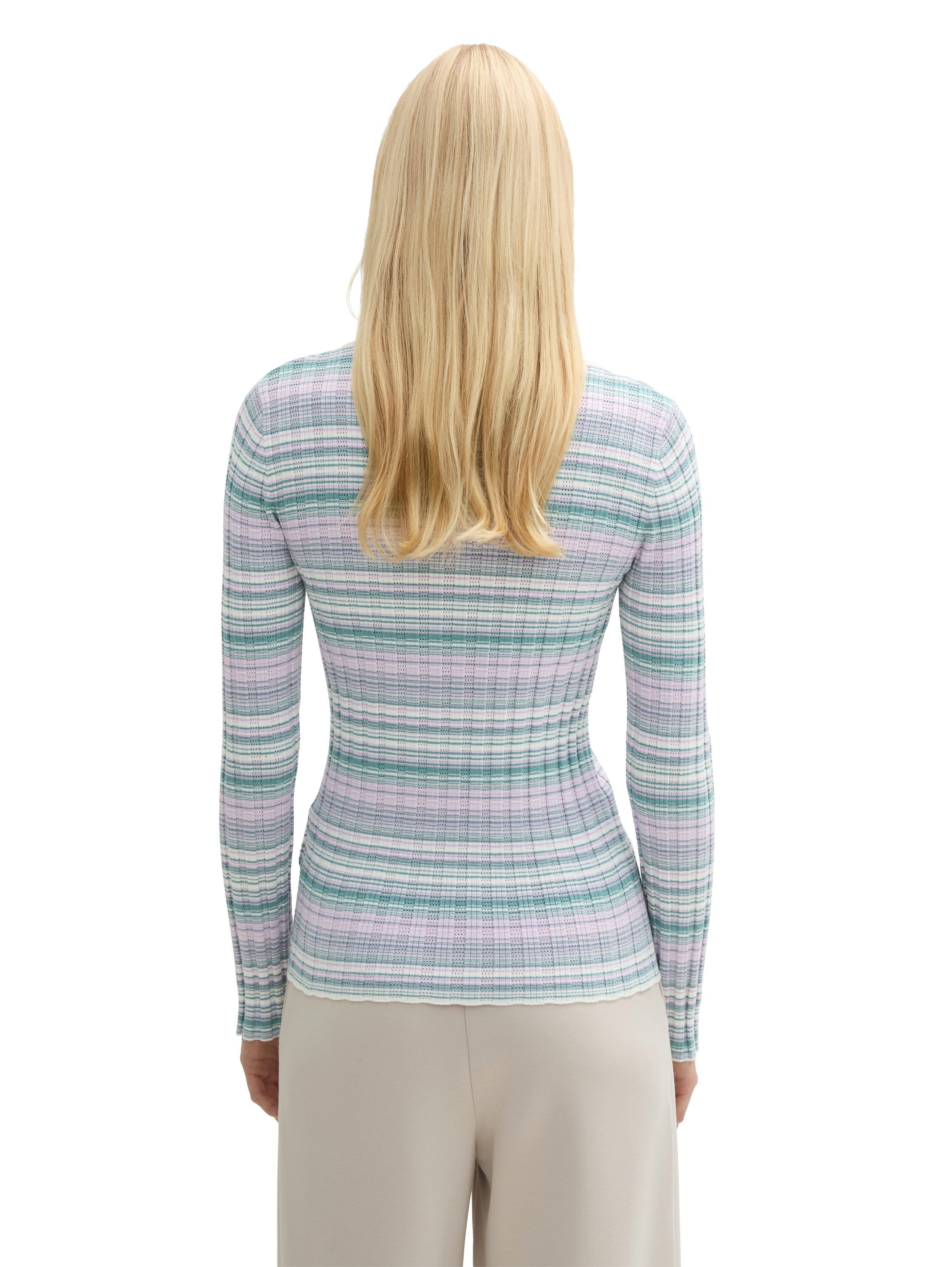 Tom Tailor Denim Gebreide trui met staande kraag en streeplook