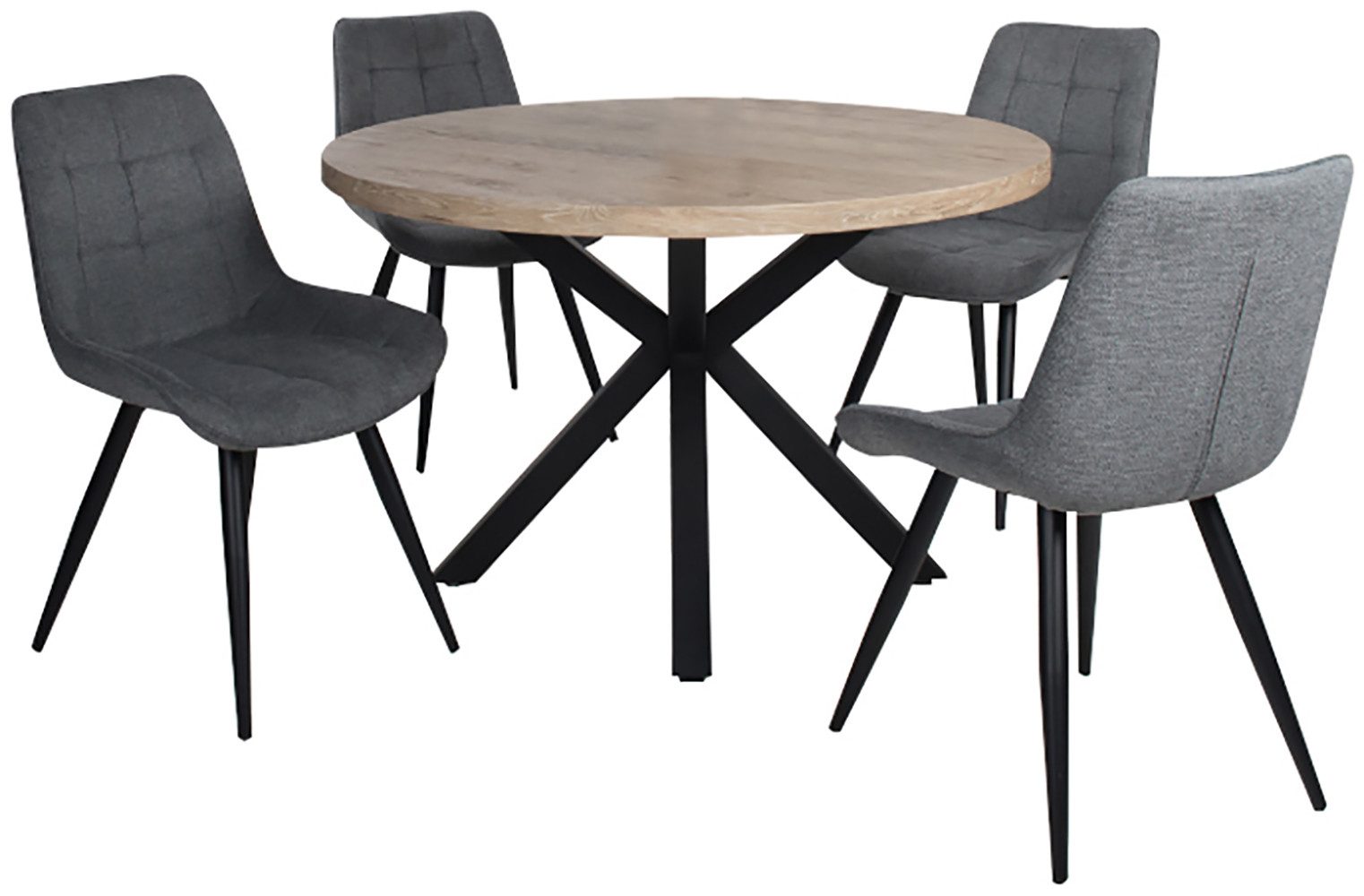 Duo Collection Eethoek Eetkamergroep Damira & Iris Ø 120 cm, massief metalen frame, tot 100 kg belastbaar (set, 5-delig)