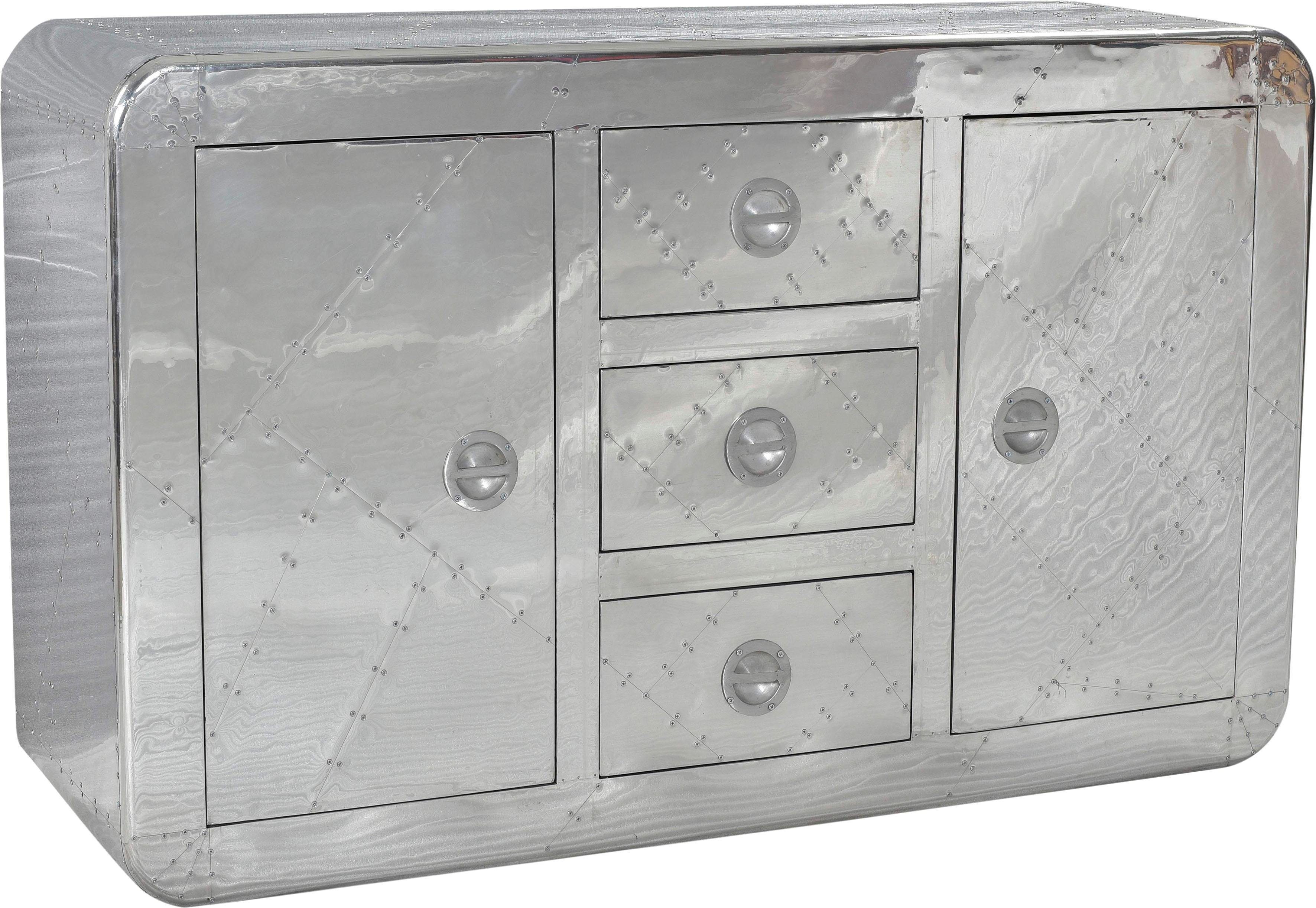 SIT Dressoir Airman in moderne vliegtuigoptica dressoirs maat 150x45x90 cm zilver(kleur)