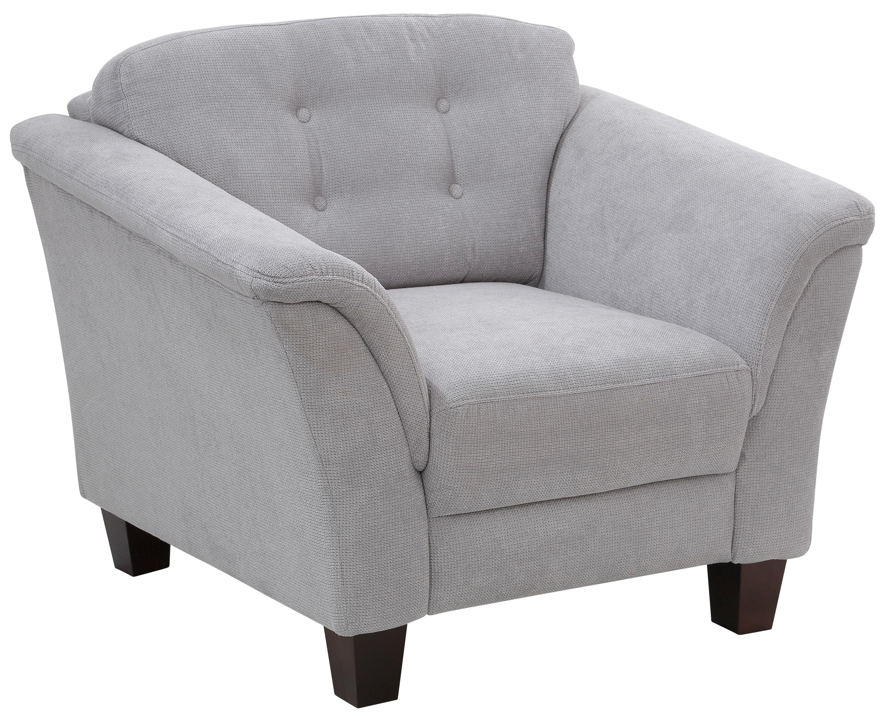 Home affaire Fauteuil Trondheim met binnenvering, capitonnage achter, poten van beukenhout (set) fauteuils maat Luxe-microvezel zilver(kleur)