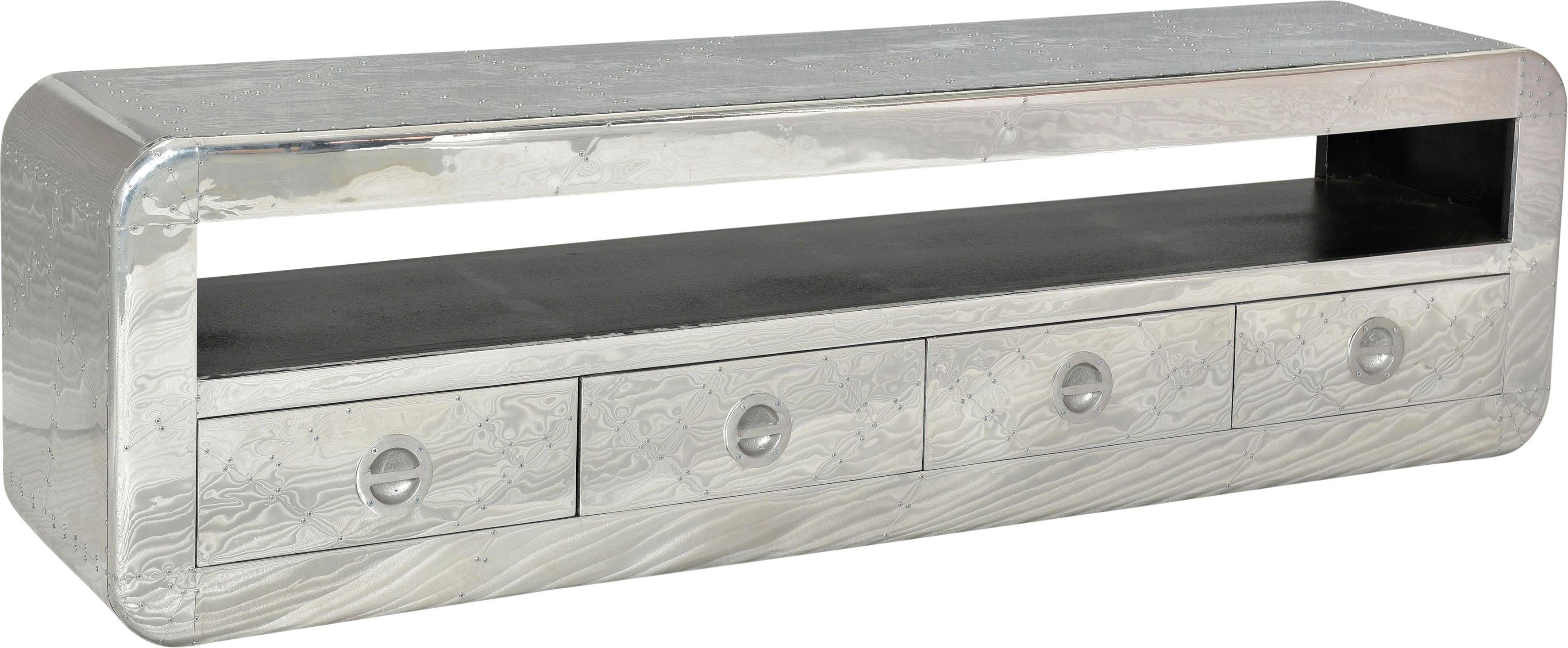 SIT Tv-meubel Airman in moderne vliegtuigoptica lowboards maat 200x40x56 cm zilver