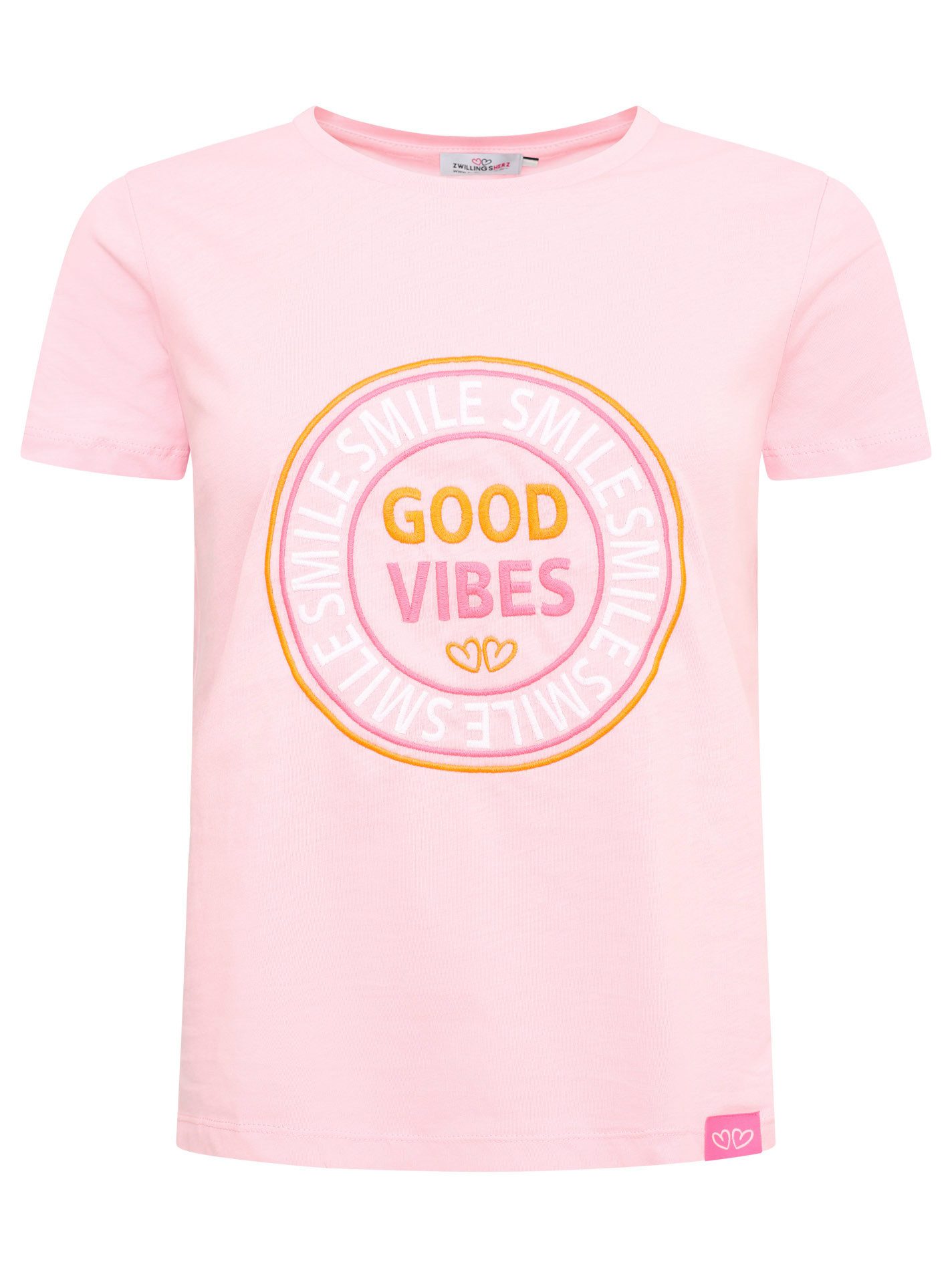 Zwillingsherz T-shirt GOOD VIBES Met veelkleurig borduursel