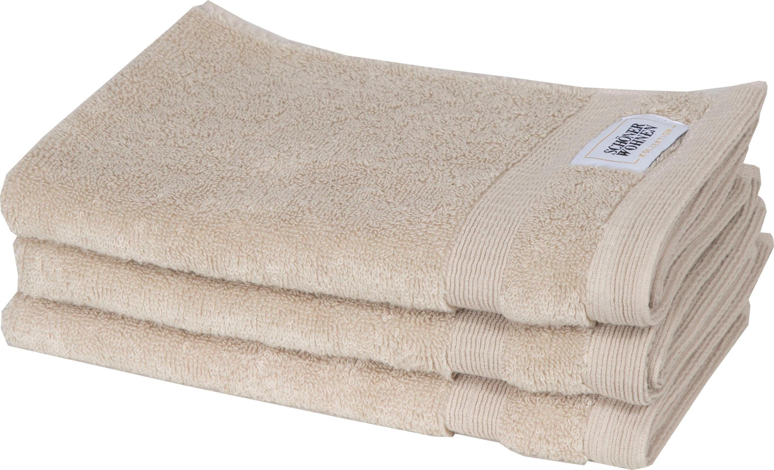 SCHÖNER WOHNEN-KOLLEKTION Gastendoek Cuddly sneldrogende airtouch-kwaliteit (3-delig) handdoeken maat 3x 30x50 cm beige