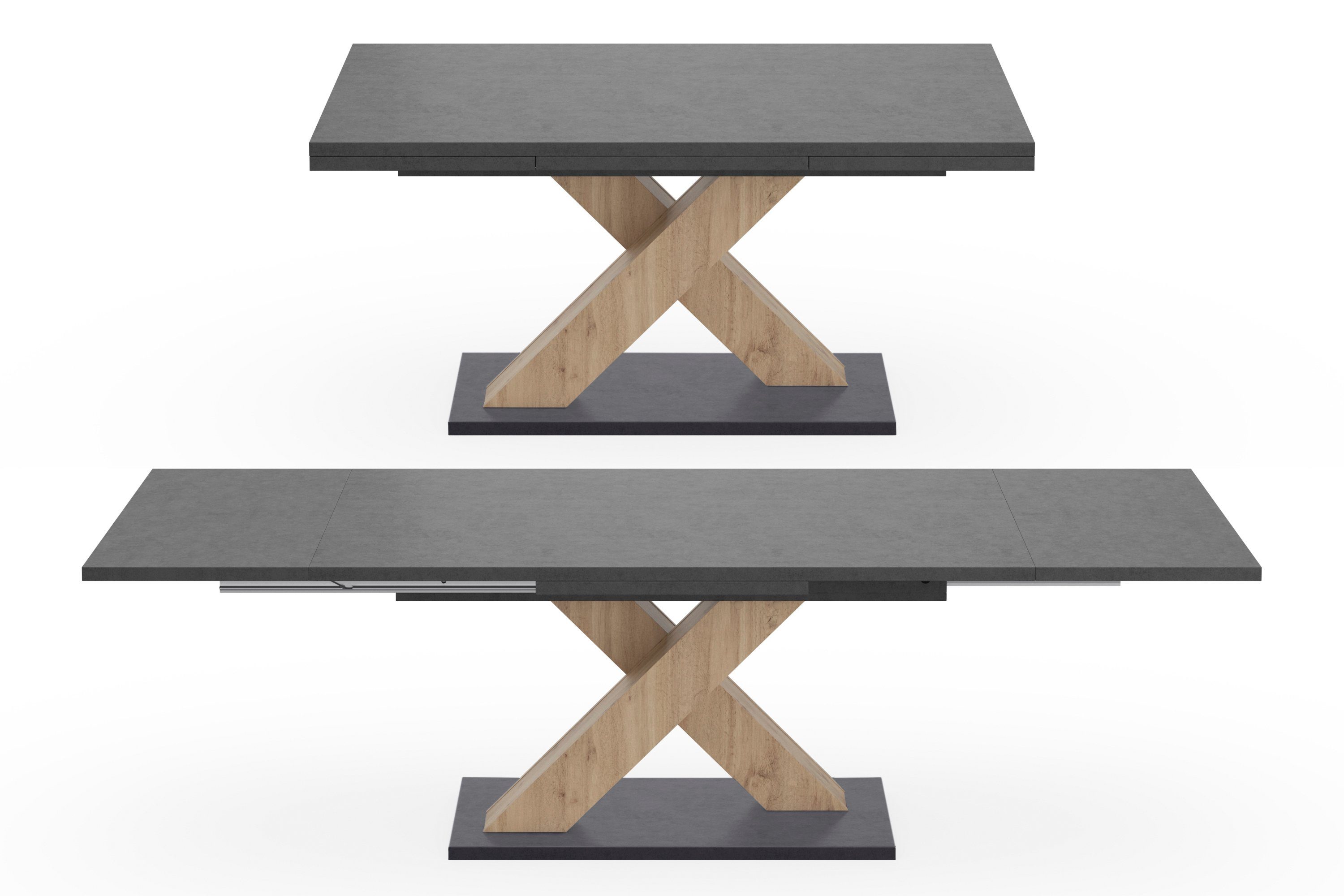 Mäusbacher Eettafel Comfort tafel TOPSELLER! Mäusbacher eettafel met X-frame en voetplaat. Breedte 180-280