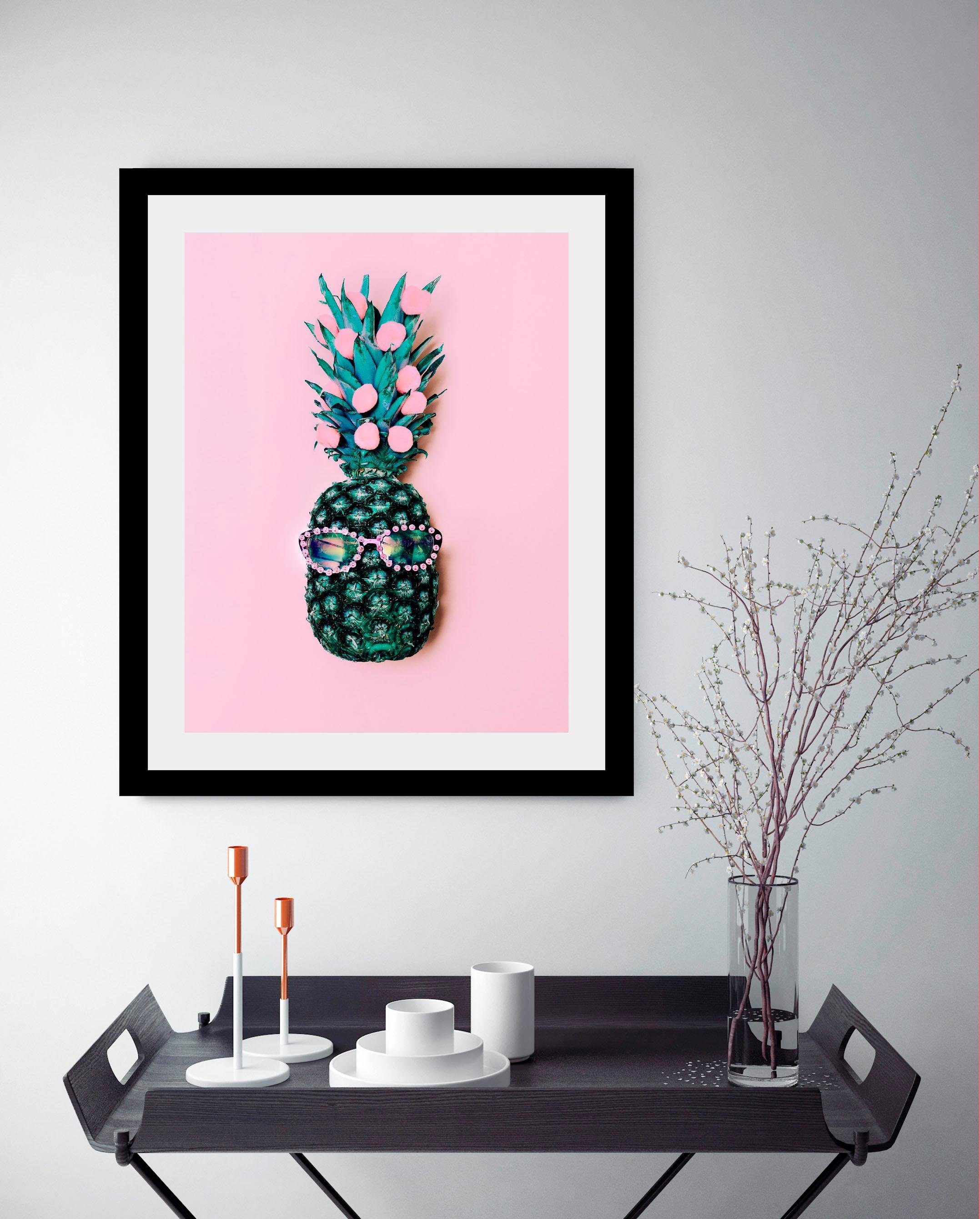 queence Wanddecoratie Ananas HD premium posterdruk incl. houten lijst