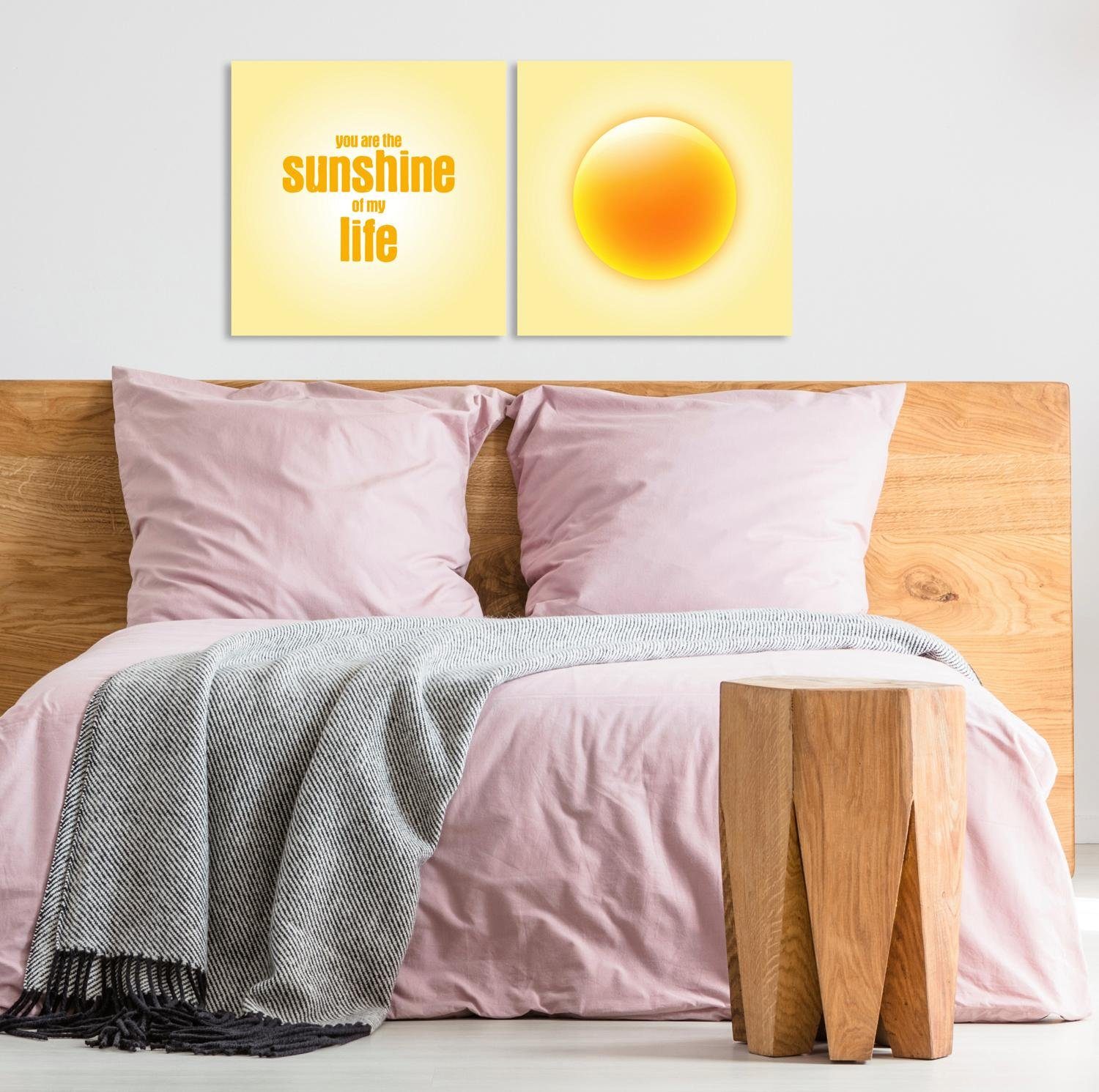 queence Artprint op linnen Sunshine Premium canvasstof, handgemaakt in Duitsland, uitspraak, 2-delige set (set)