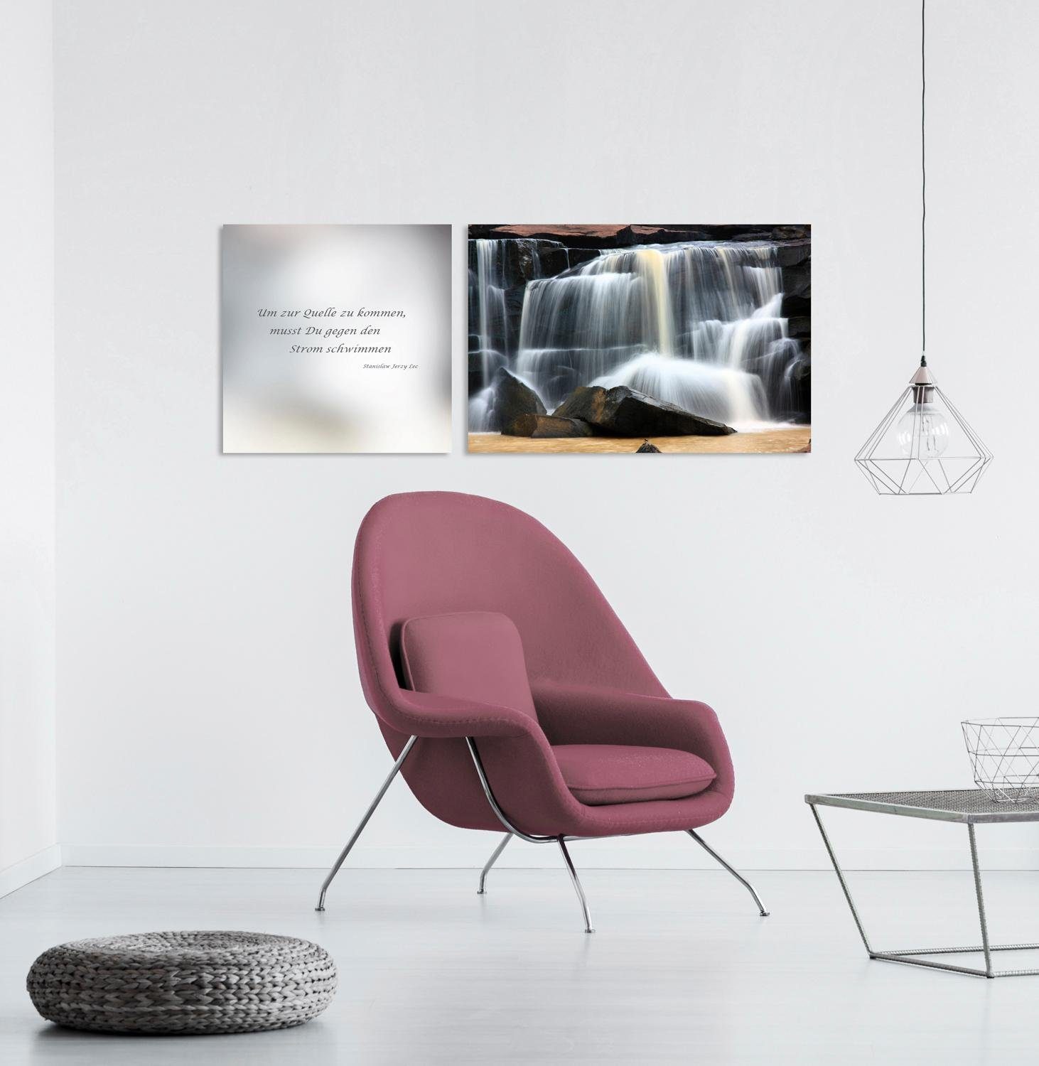 queence Artprint op linnen Bron Premium canvasstof, handgemaakt in Duitsland, citaat, 2-delige set (set)