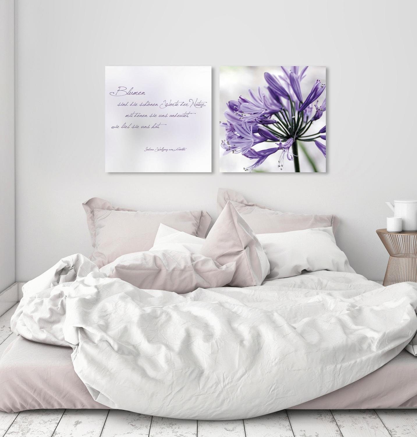 queence Artprint op linnen Woorden van de natuur Premium canvasstof, handgemaakt in Duitsland, citaat, 2-delige set (set)