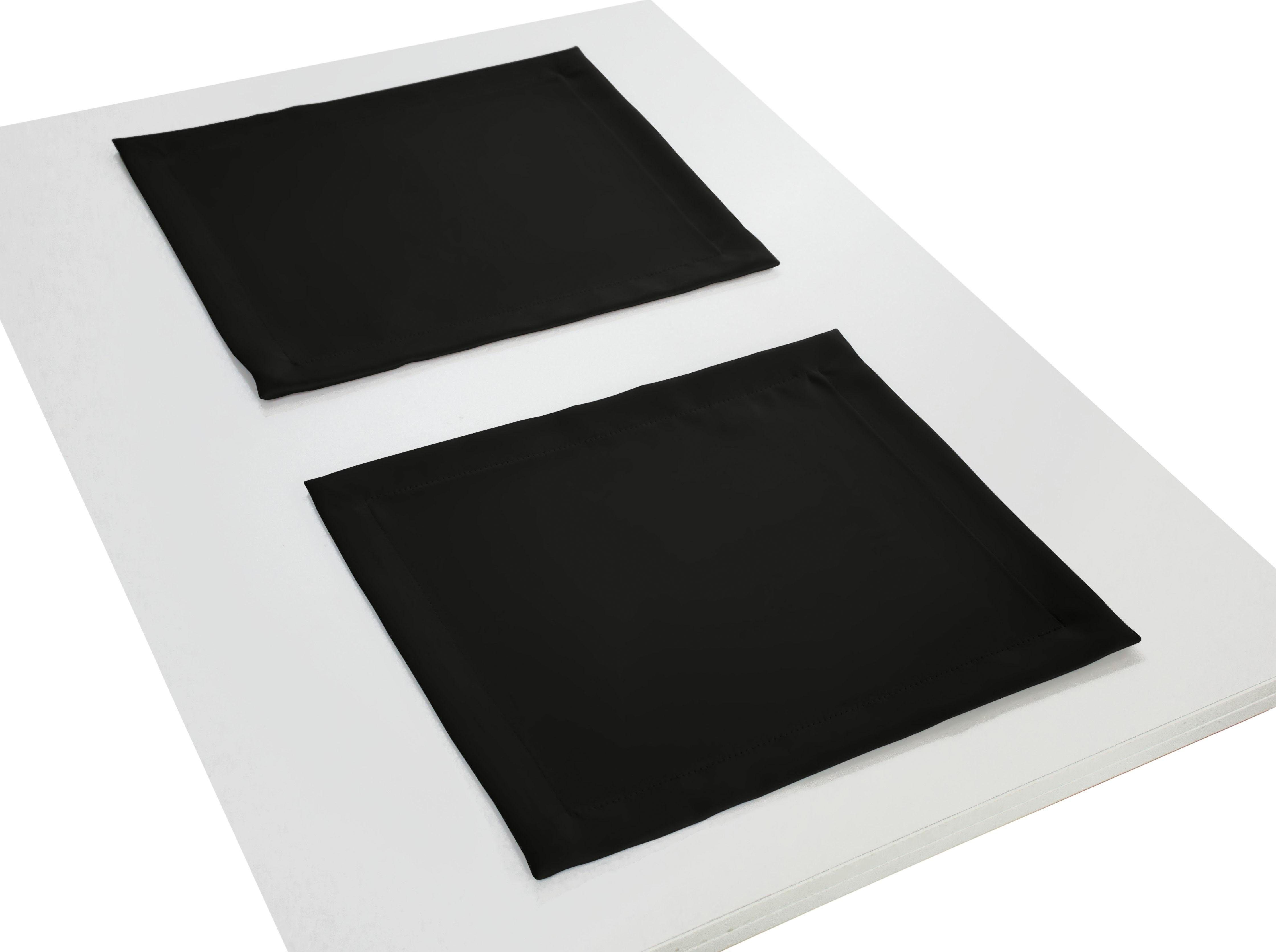 Wirth Set placemats Newbury (set, 4 stuks) tafelkleden maat 1 (4x 50x150 cm) zwart