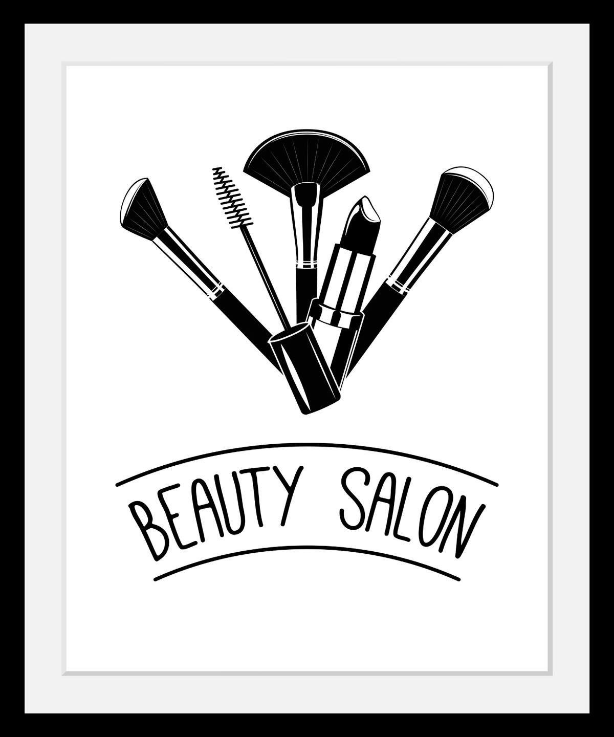 queence Wanddecoratie Beauty salon HD premium posterdruk incl. houten lijst schilderijen zwart