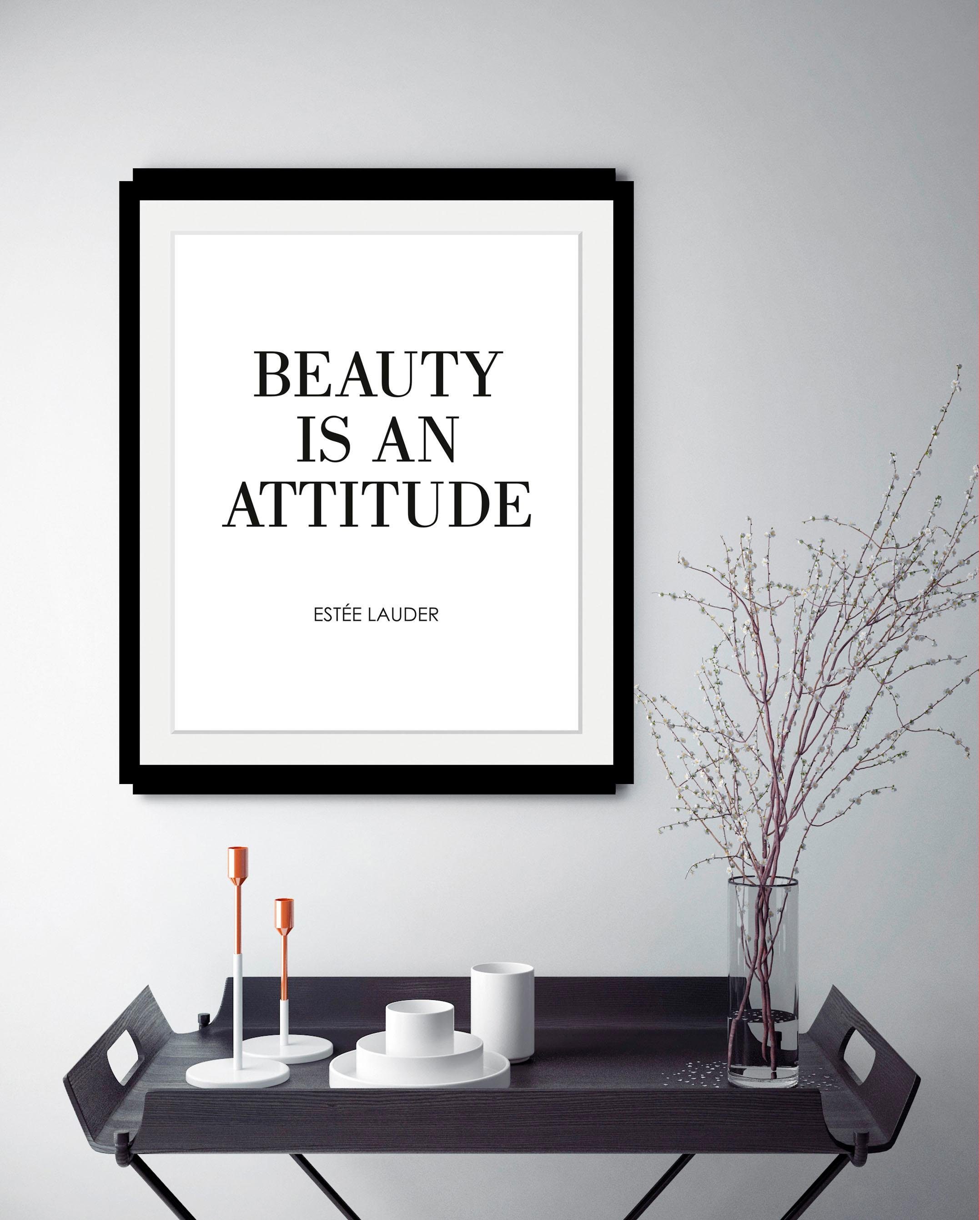Leonique Wanddecoratie Zitat Estée Lauder HD premium posterdruk incl. houten lijst
