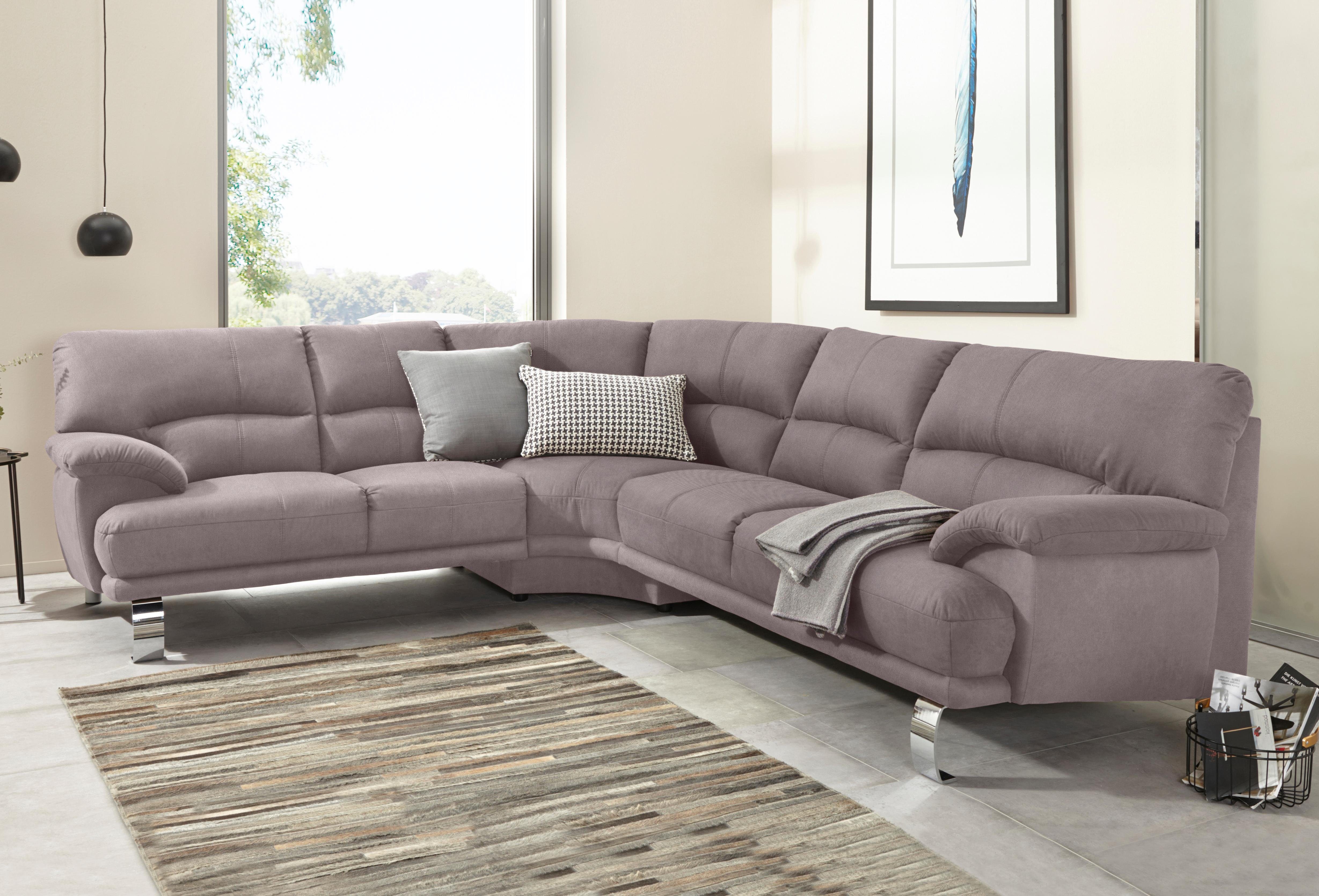 TRENDMANUFAKTUR Hoekbank Cecilia II, in Italiaans design, comfortabel, hoog zitcomfort, L-vorm