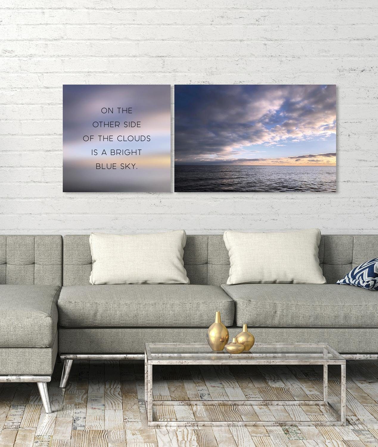 queence Artprint op linnen Blue sky Premium canvasstof, handgemaakt in Duitsland, uitspraak, 2-delige set (set)